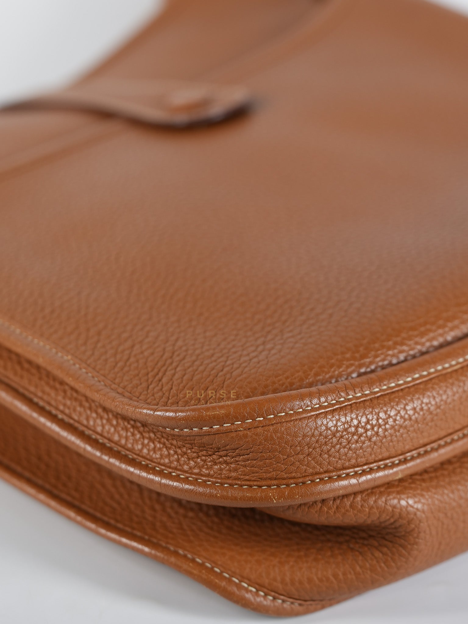 Evelyne GM in Gold Clemence Leather & Palladium Hardware Stamp Square H (2004) | Purse Maison Luxury Bags Shop
