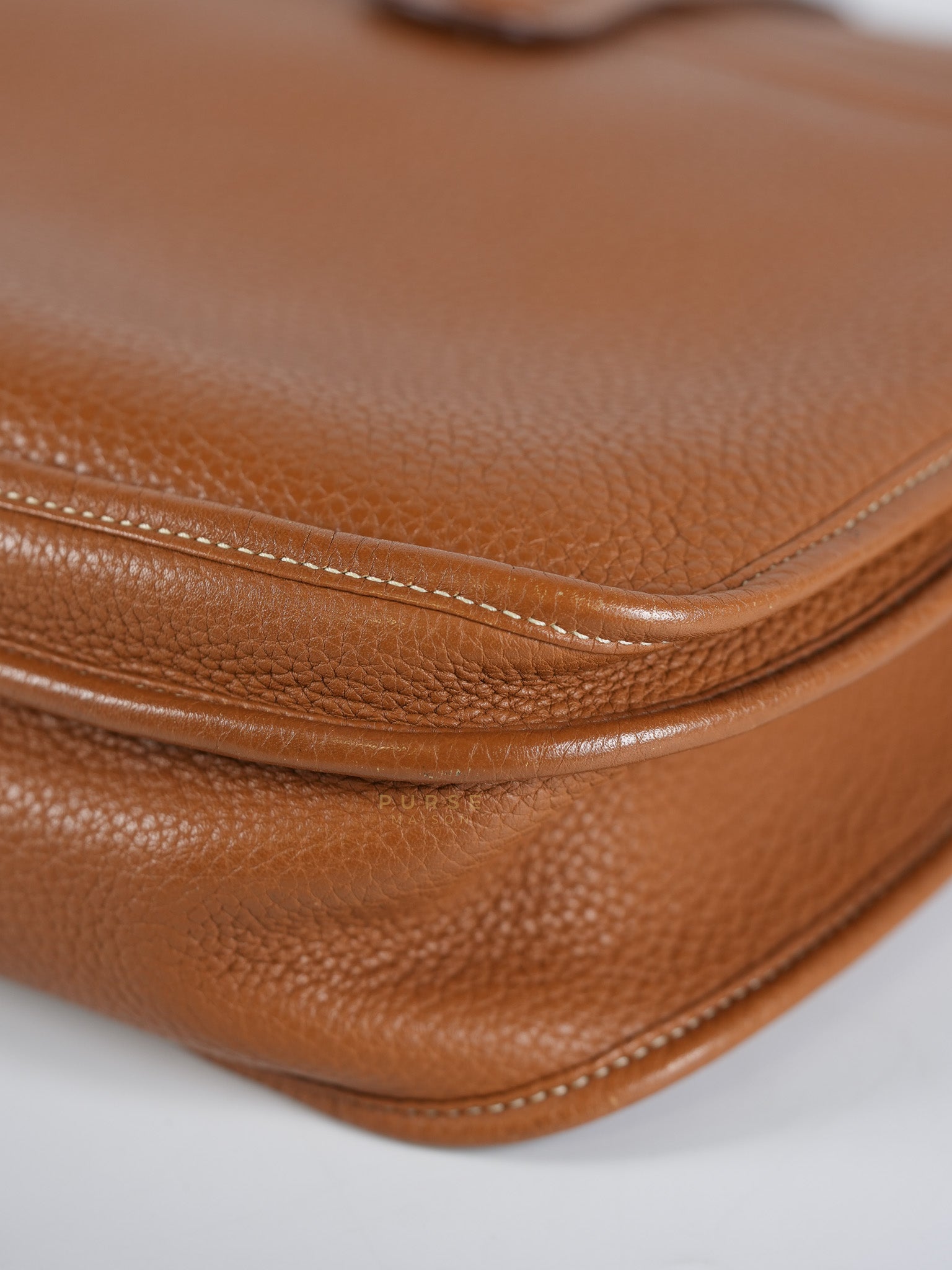 Evelyne GM in Gold Clemence Leather & Palladium Hardware Stamp Square H (2004) | Purse Maison Luxury Bags Shop