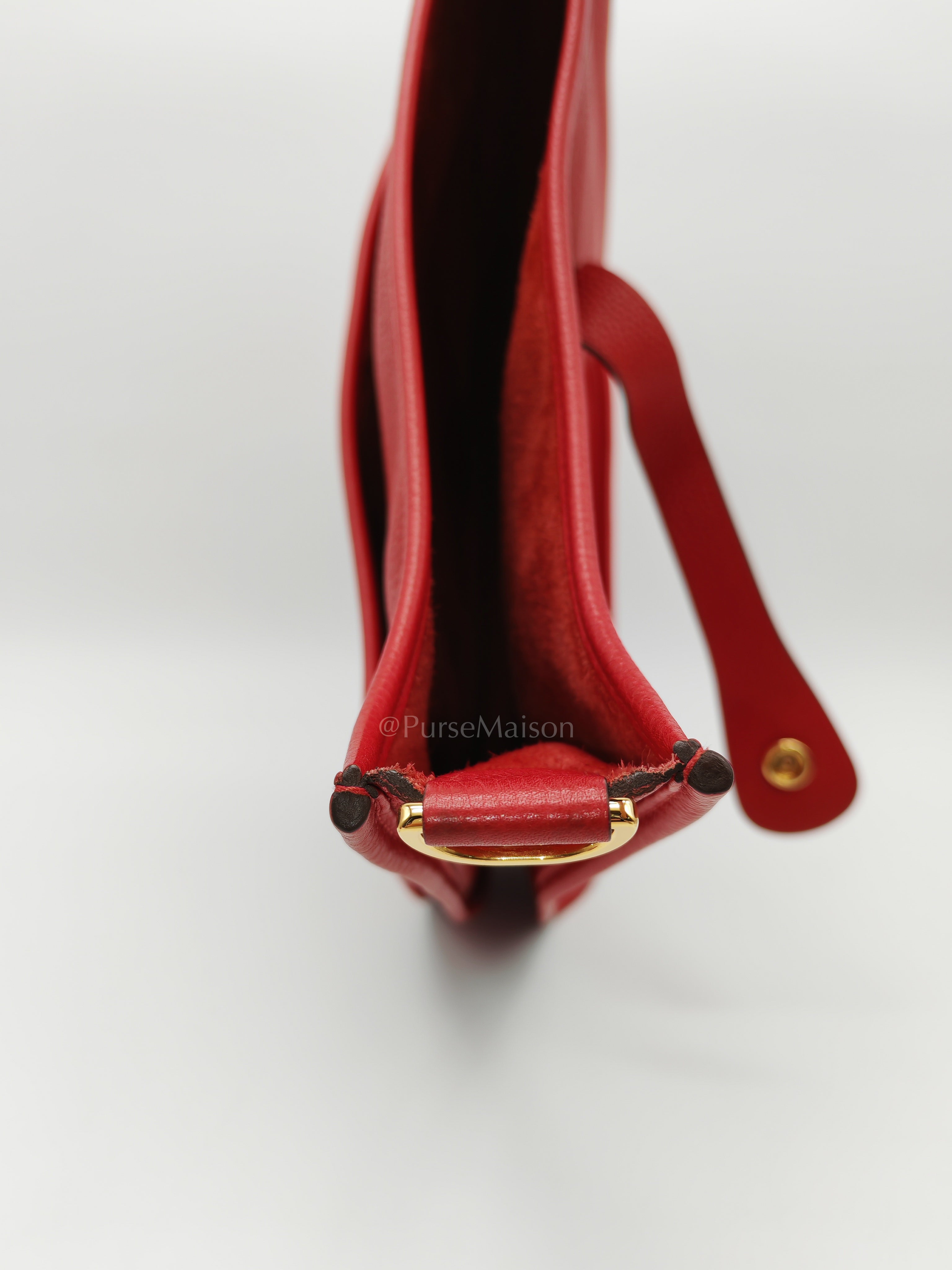 Evelyne GM in Red Celemce Leather and Gold Hardware Stamp U (2022) | Purse Maison Luxury Bags Shop