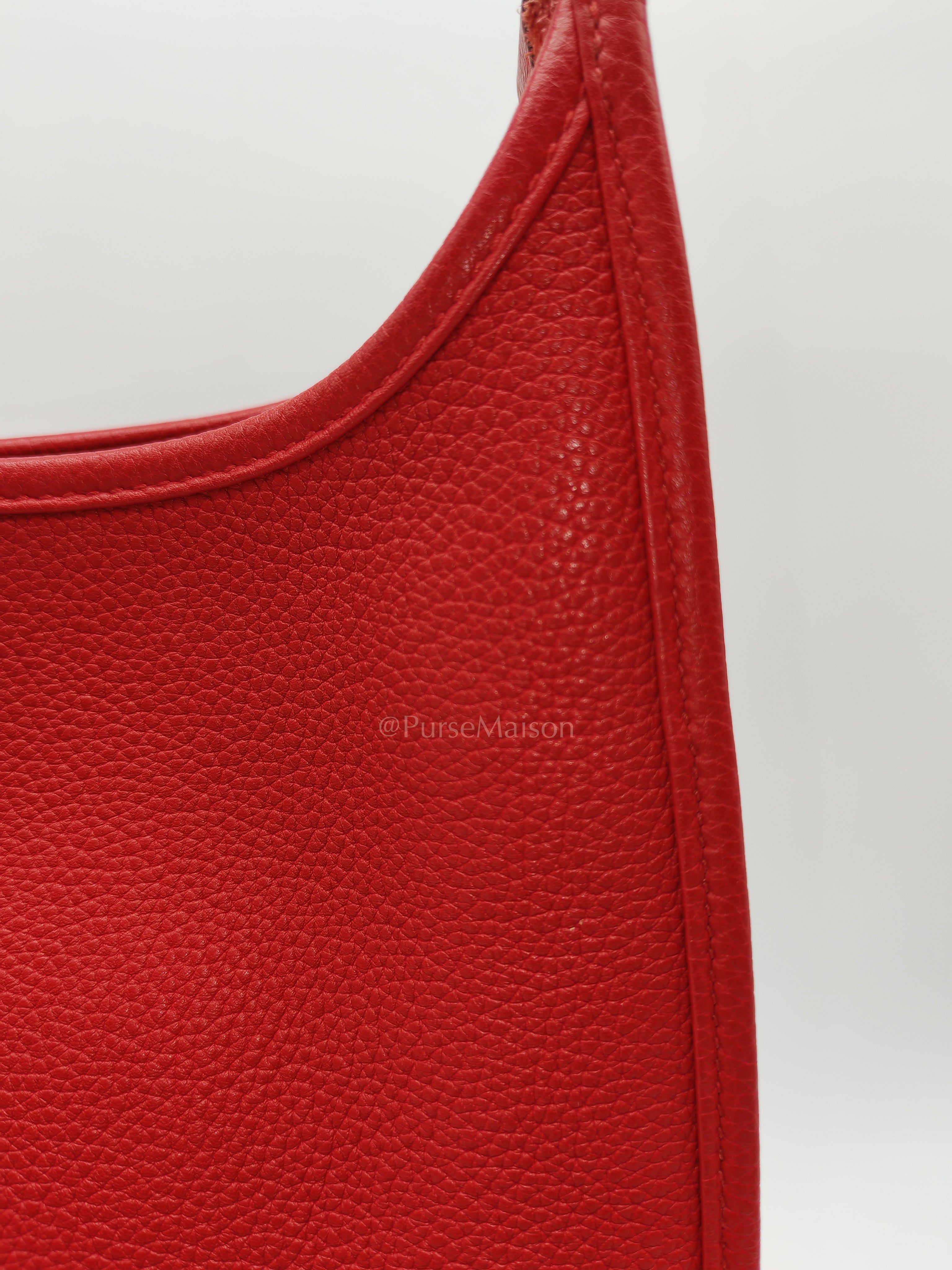 Evelyne GM in Red Celemce Leather and Gold Hardware Stamp U (2022) | Purse Maison Luxury Bags Shop