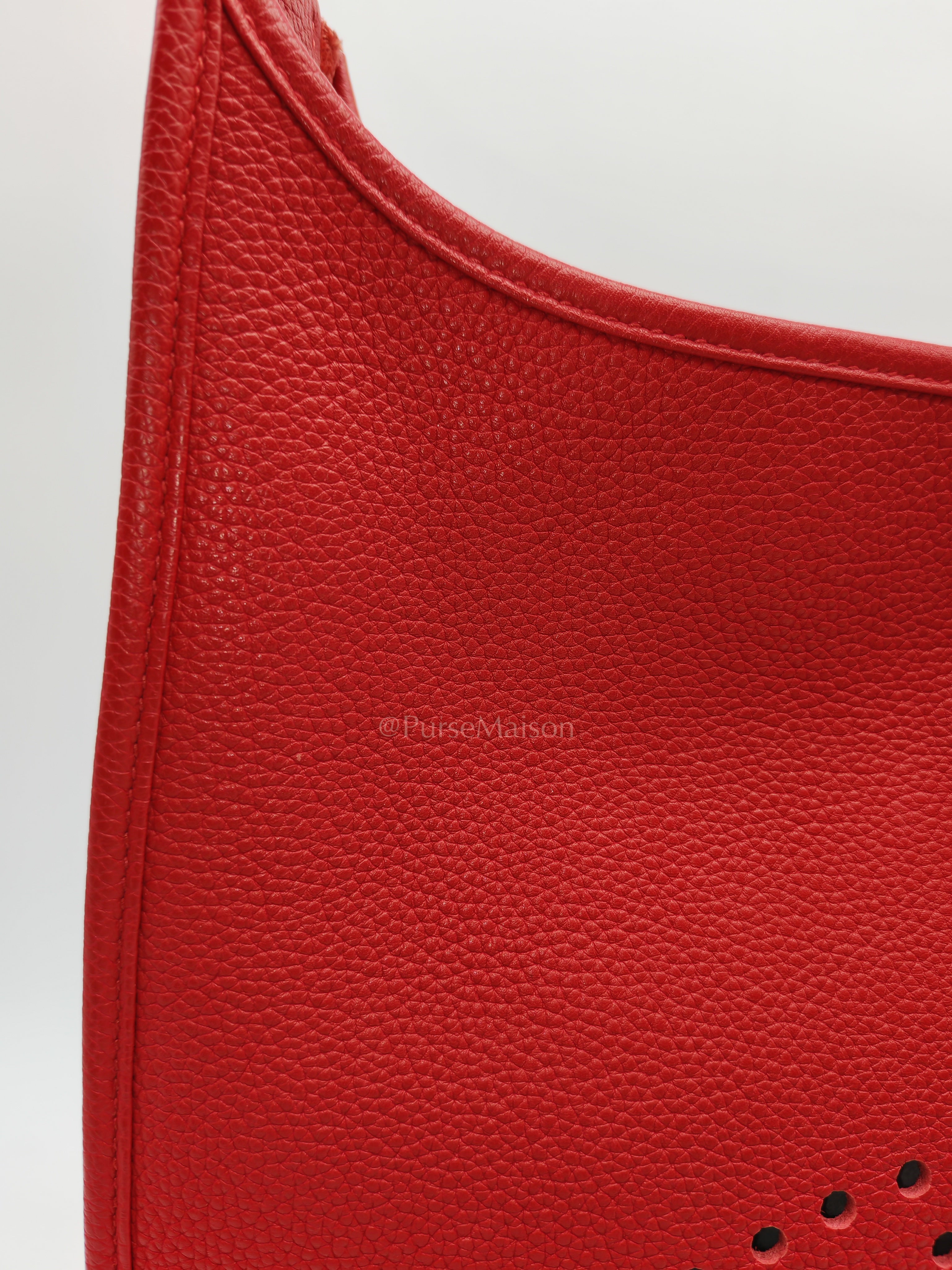 Evelyne GM in Red Celemce Leather and Gold Hardware Stamp U (2022) | Purse Maison Luxury Bags Shop