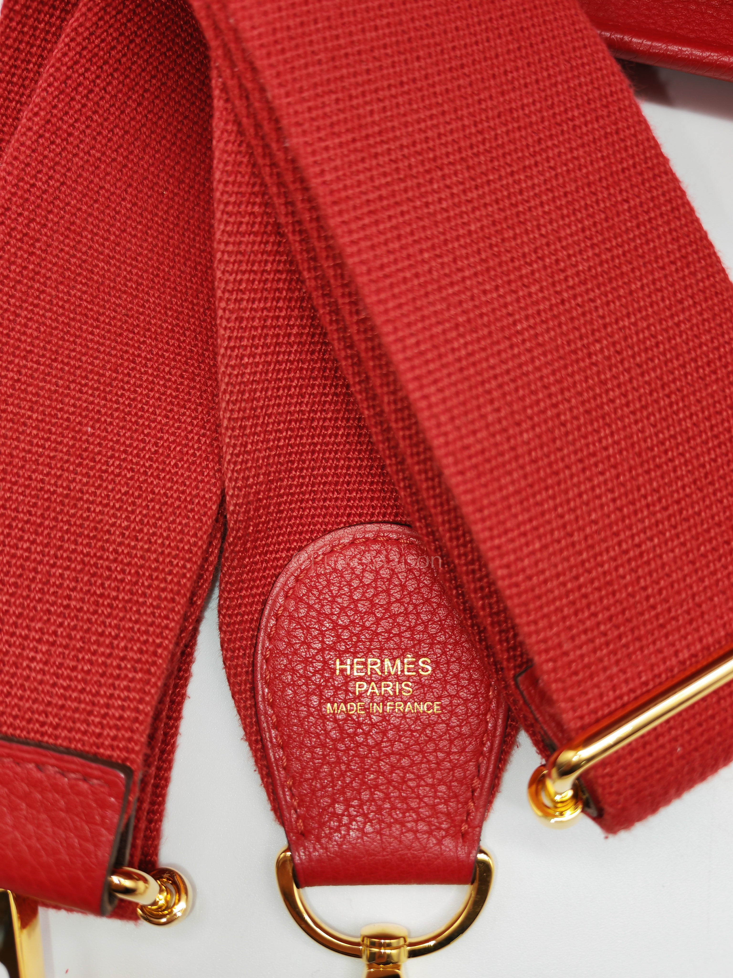 Evelyne GM in Red Celemce Leather and Gold Hardware Stamp U (2022) | Purse Maison Luxury Bags Shop