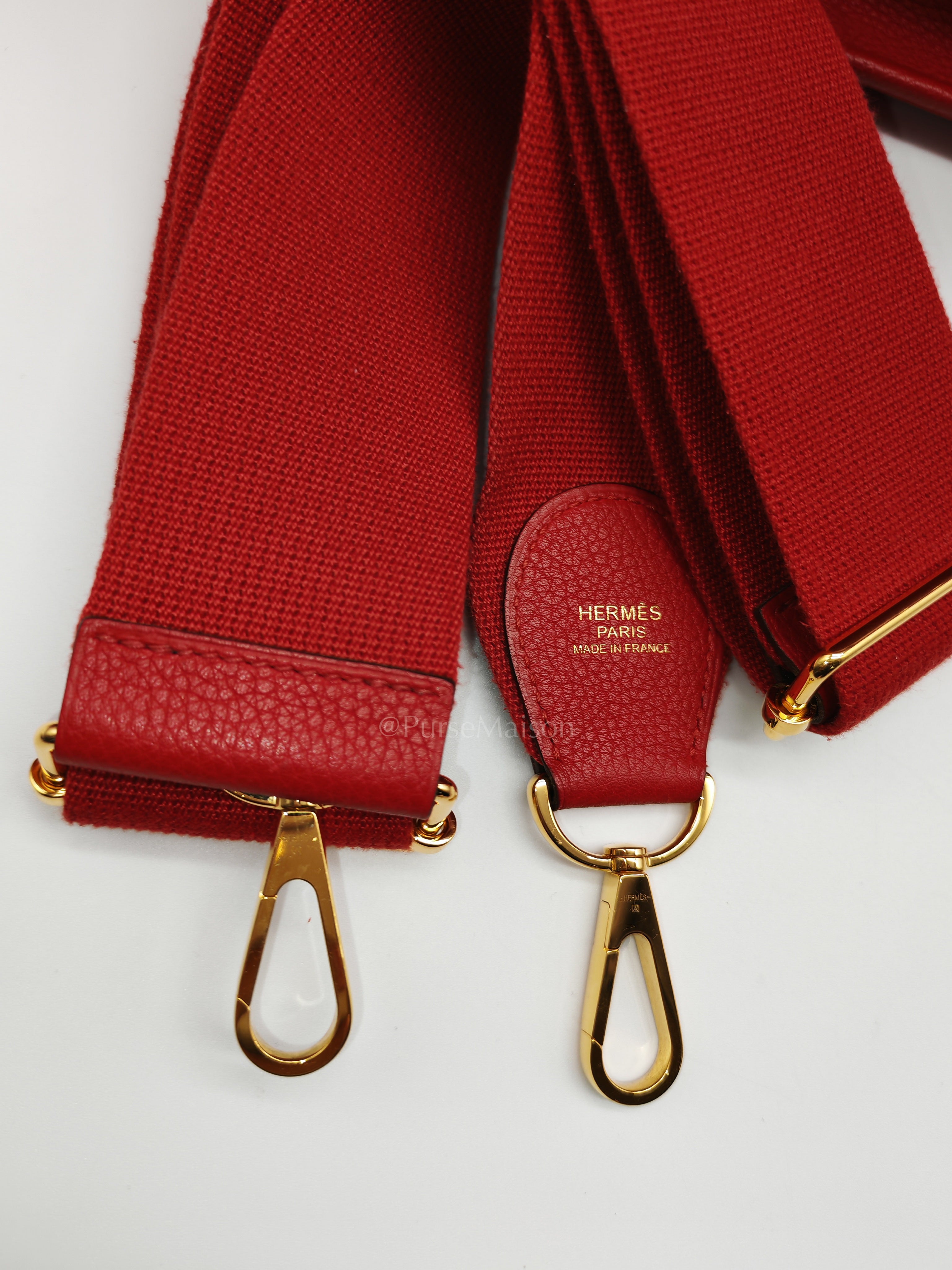 Evelyne GM in Red Celemce Leather and Gold Hardware Stamp U (2022) | Purse Maison Luxury Bags Shop