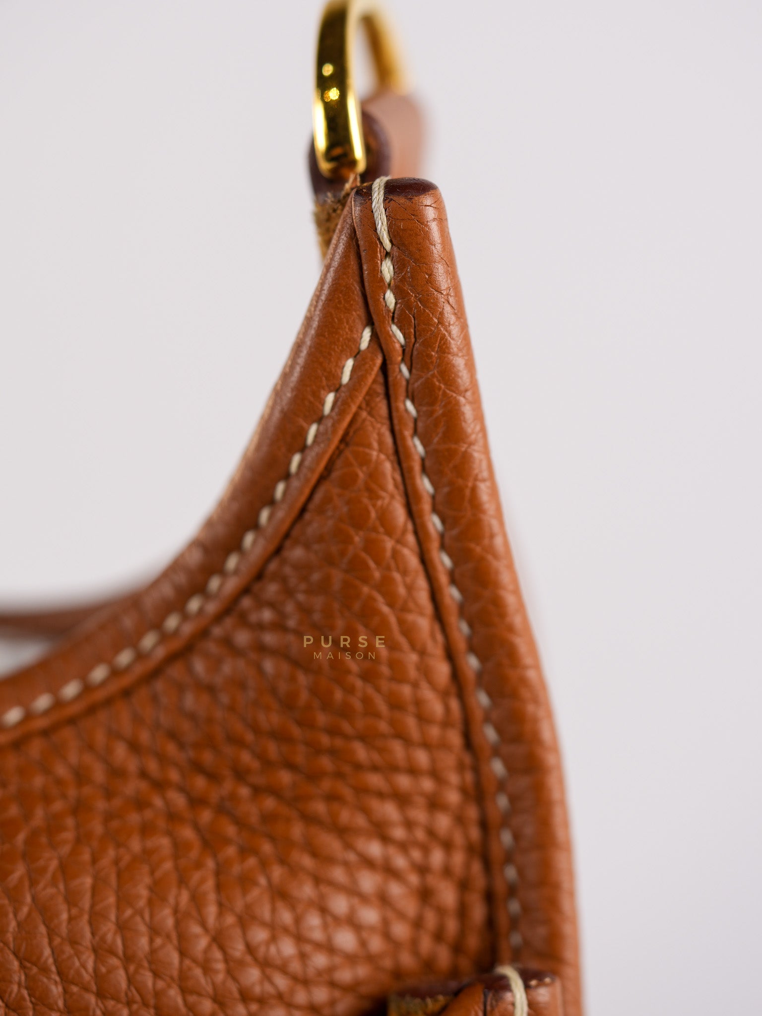 Evelyne III Gold Taurillion Clemence Leather in Gold Hardware Stamp D (2019) | Purse Maison Luxury Bags Shop