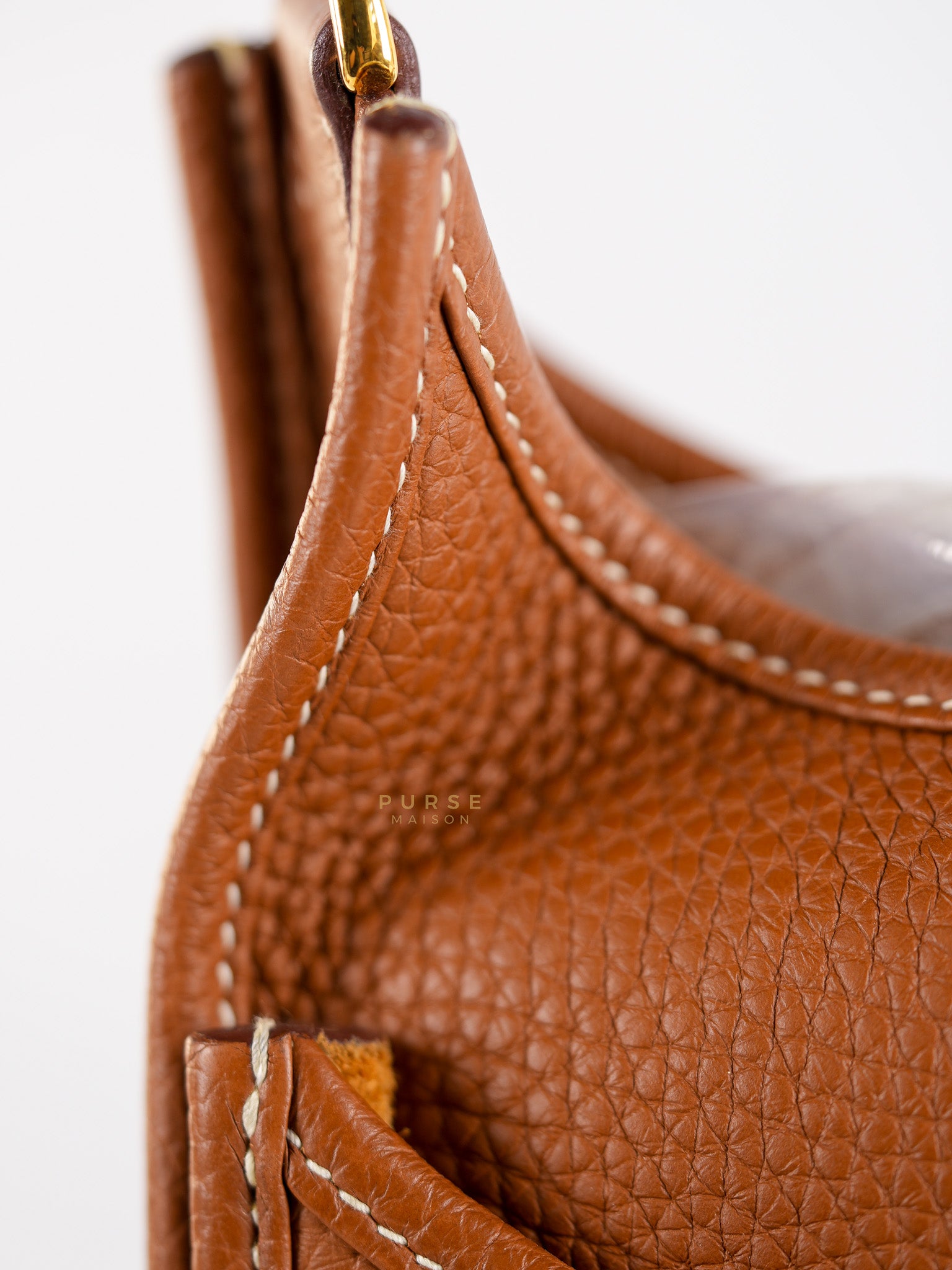 Evelyne III Gold Taurillion Clemence Leather in Gold Hardware Stamp D (2019) | Purse Maison Luxury Bags Shop