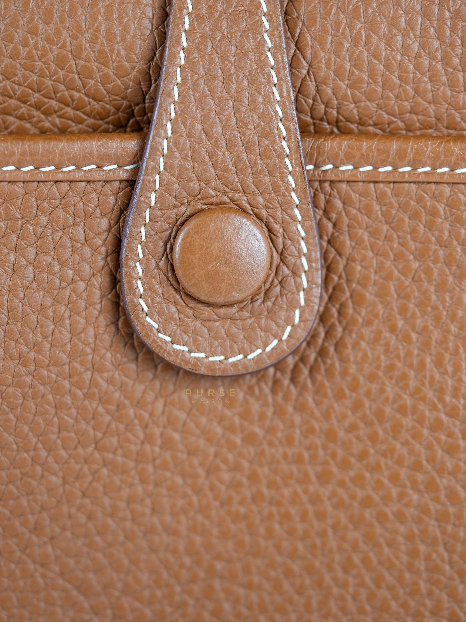 Evelyne III Gold Taurillion Clemence Leather in Gold Hardware Stamp D (2019) | Purse Maison Luxury Bags Shop