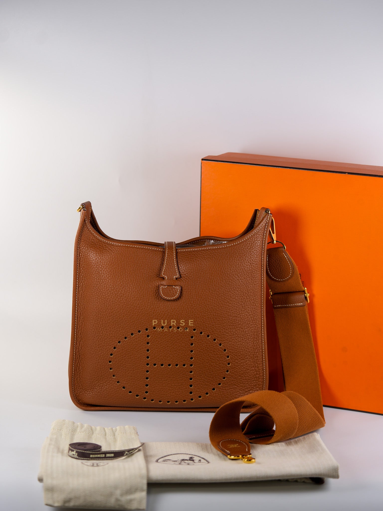 Evelyne III Gold Taurillion Clemence Leather in Gold Hardware Stamp D (2019) | Purse Maison Luxury Bags Shop
