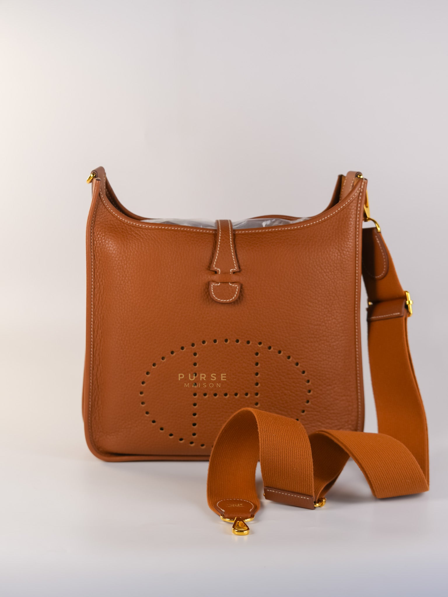 Evelyne III Gold Taurillion Clemence Leather in Gold Hardware Stamp D (2019) | Purse Maison Luxury Bags Shop