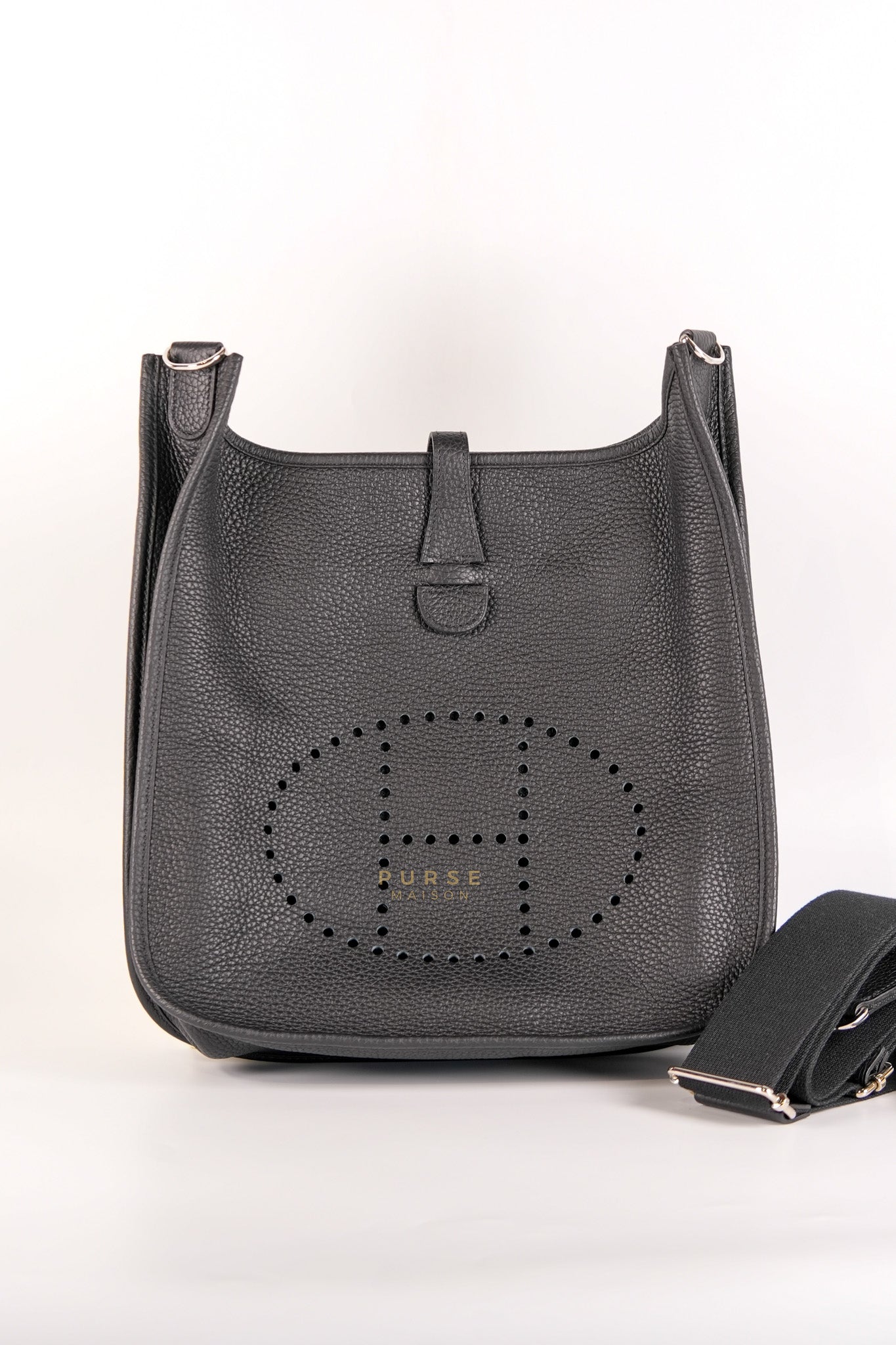Evelyne III PM in Noir Clemence Leather Palladium Hardware Stamp X(2016) | Purse Maison Luxury Bags Shop