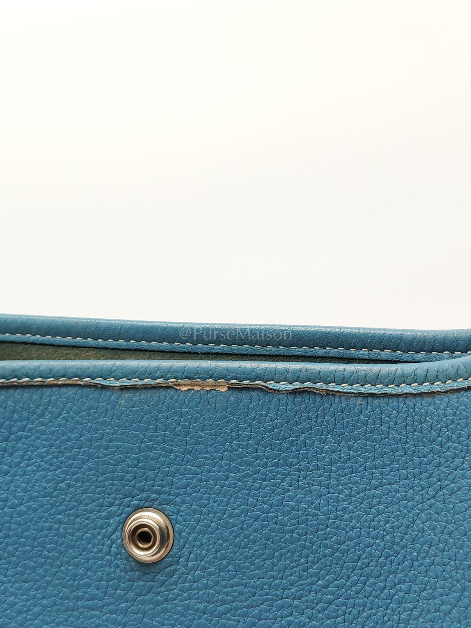 Evelyne PM Blue Jean in Clemence Leather and Palladium Hardware Stamp Square I (2005) | Purse Maison Luxury Bags Shop