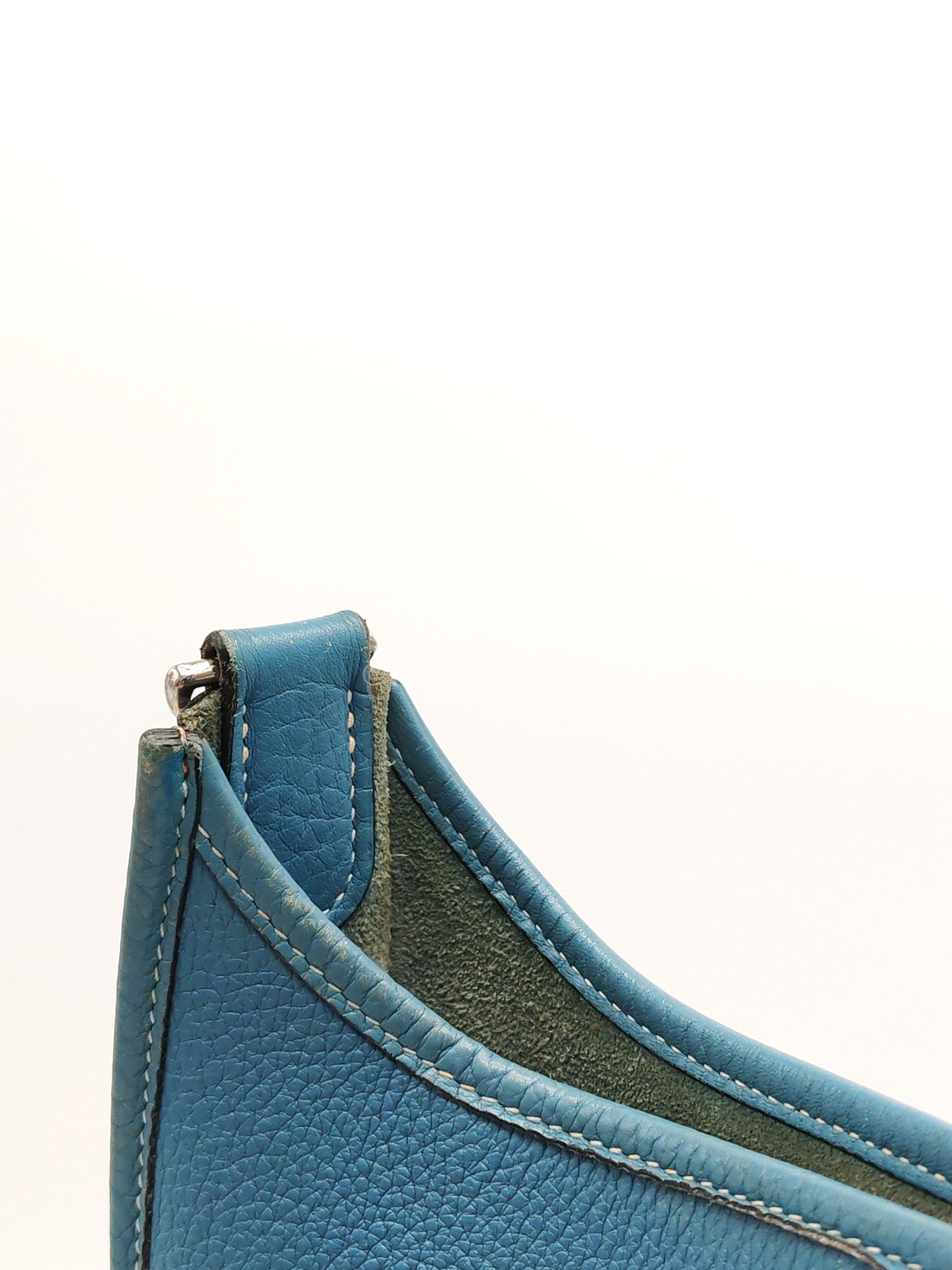 Evelyne PM Blue Jean in Clemence Leather and Palladium Hardware Stamp Square I (2005) | Purse Maison Luxury Bags Shop