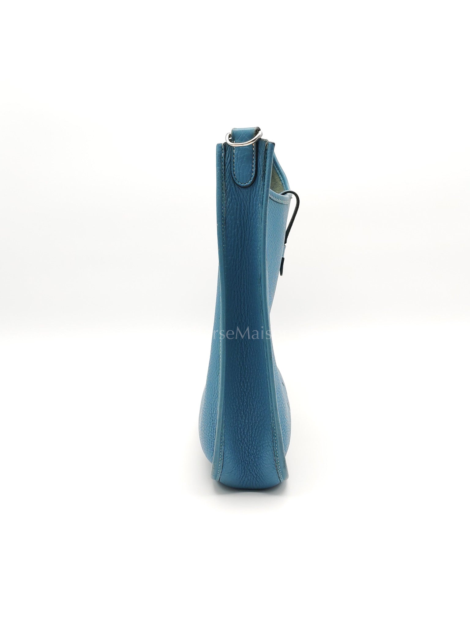 Evelyne PM Blue Jean in Clemence Leather and Palladium Hardware Stamp Square I (2005) | Purse Maison Luxury Bags Shop