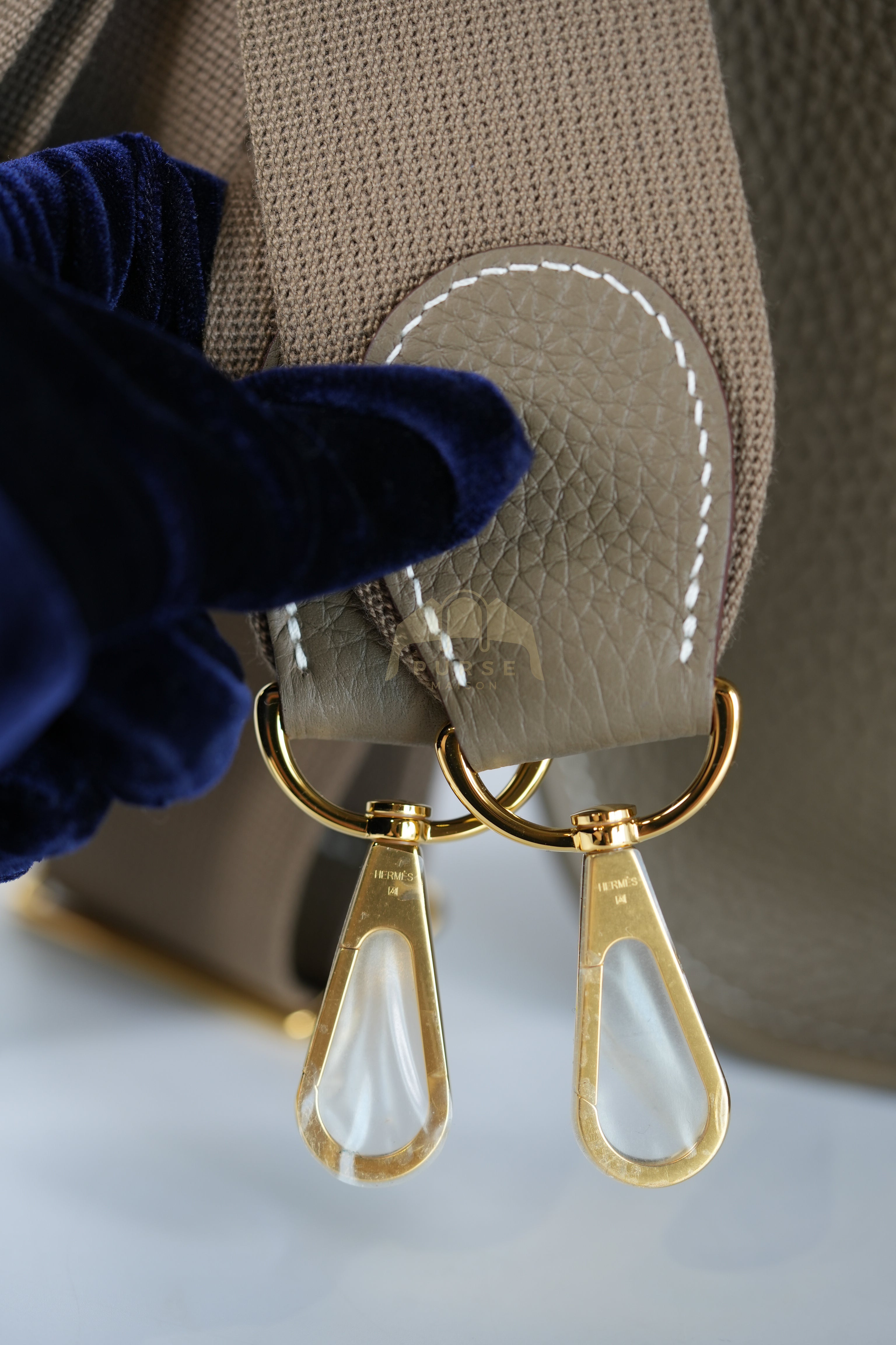 Evelyne PM Etoupe in Clemence Leather and Gold Hardware Stamp K (2025) | Purse Maison Luxury Bags Shop