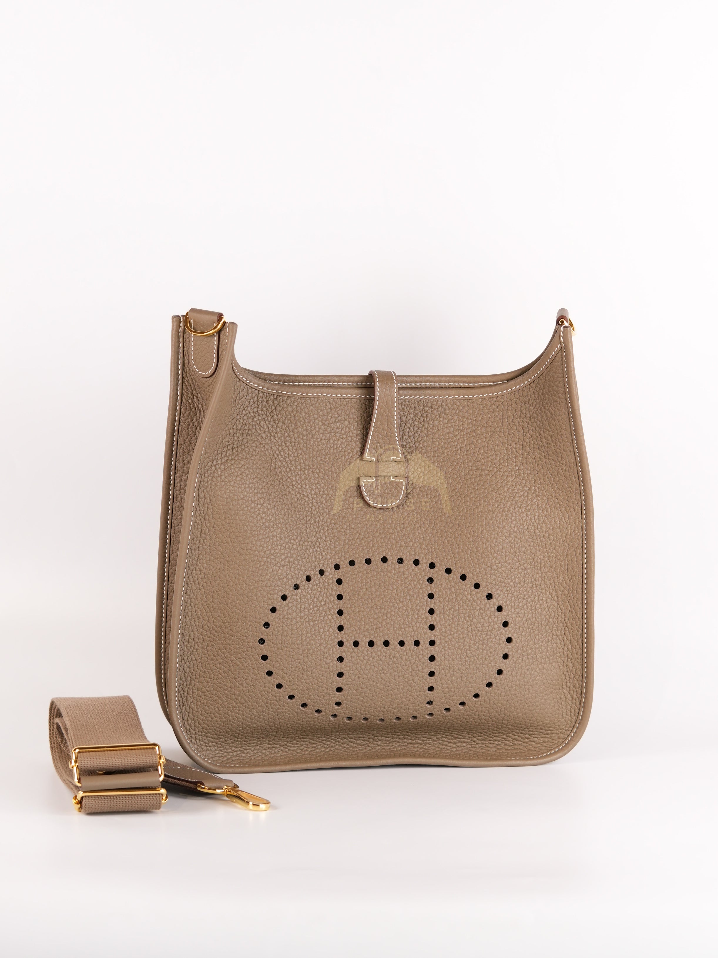 Evelyne PM Etoupe in Clemence Leather and Gold Hardware Stamp K (2025) | Purse Maison Luxury Bags Shop