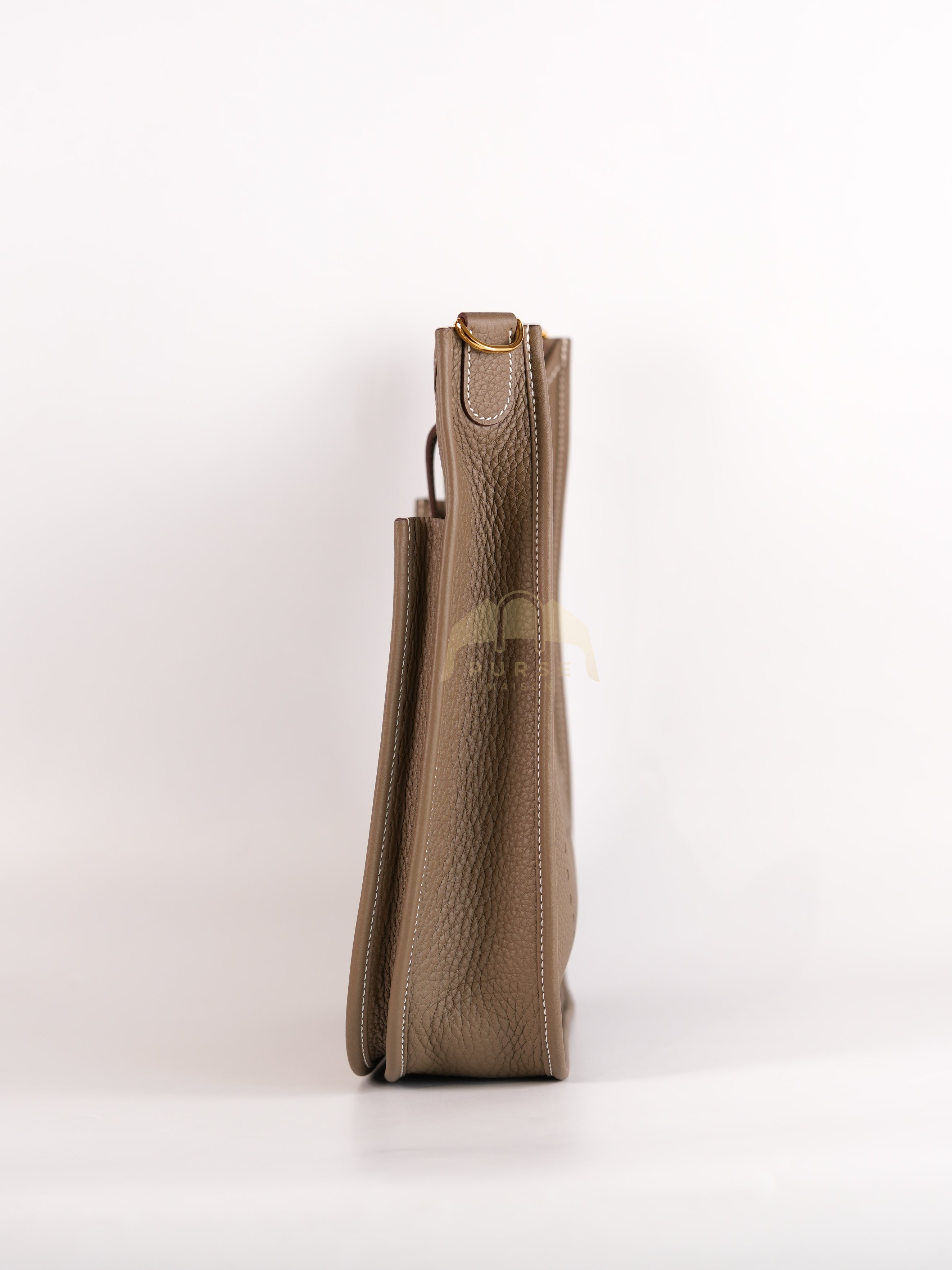 Evelyne PM Etoupe in Clemence Leather and Gold Hardware Stamp K (2025) | Purse Maison Luxury Bags Shop
