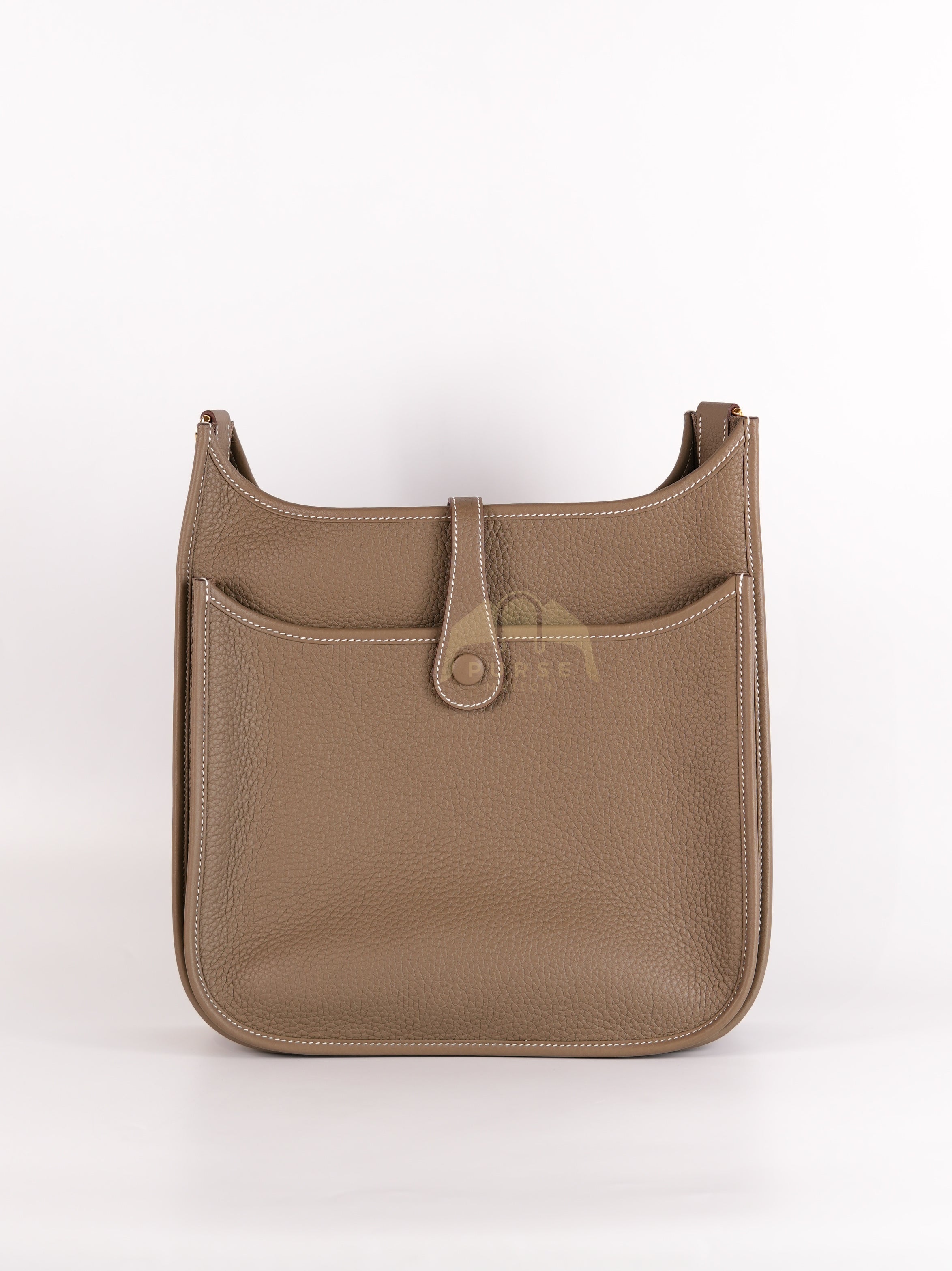 Evelyne PM Etoupe in Clemence Leather and Gold Hardware Stamp K (2025) | Purse Maison Luxury Bags Shop