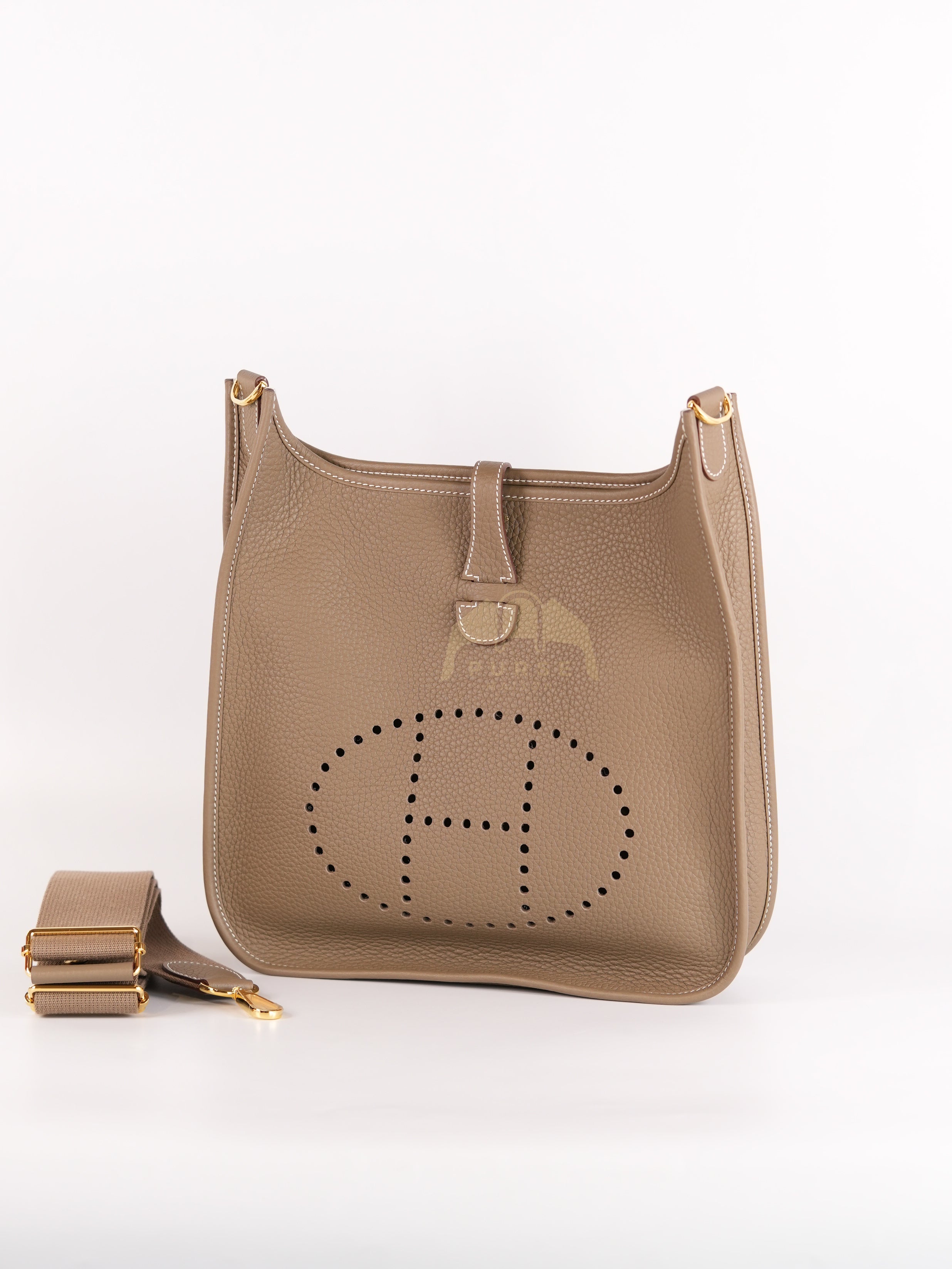 Evelyne PM Etoupe in Clemence Leather and Gold Hardware Stamp K (2025) | Purse Maison Luxury Bags Shop