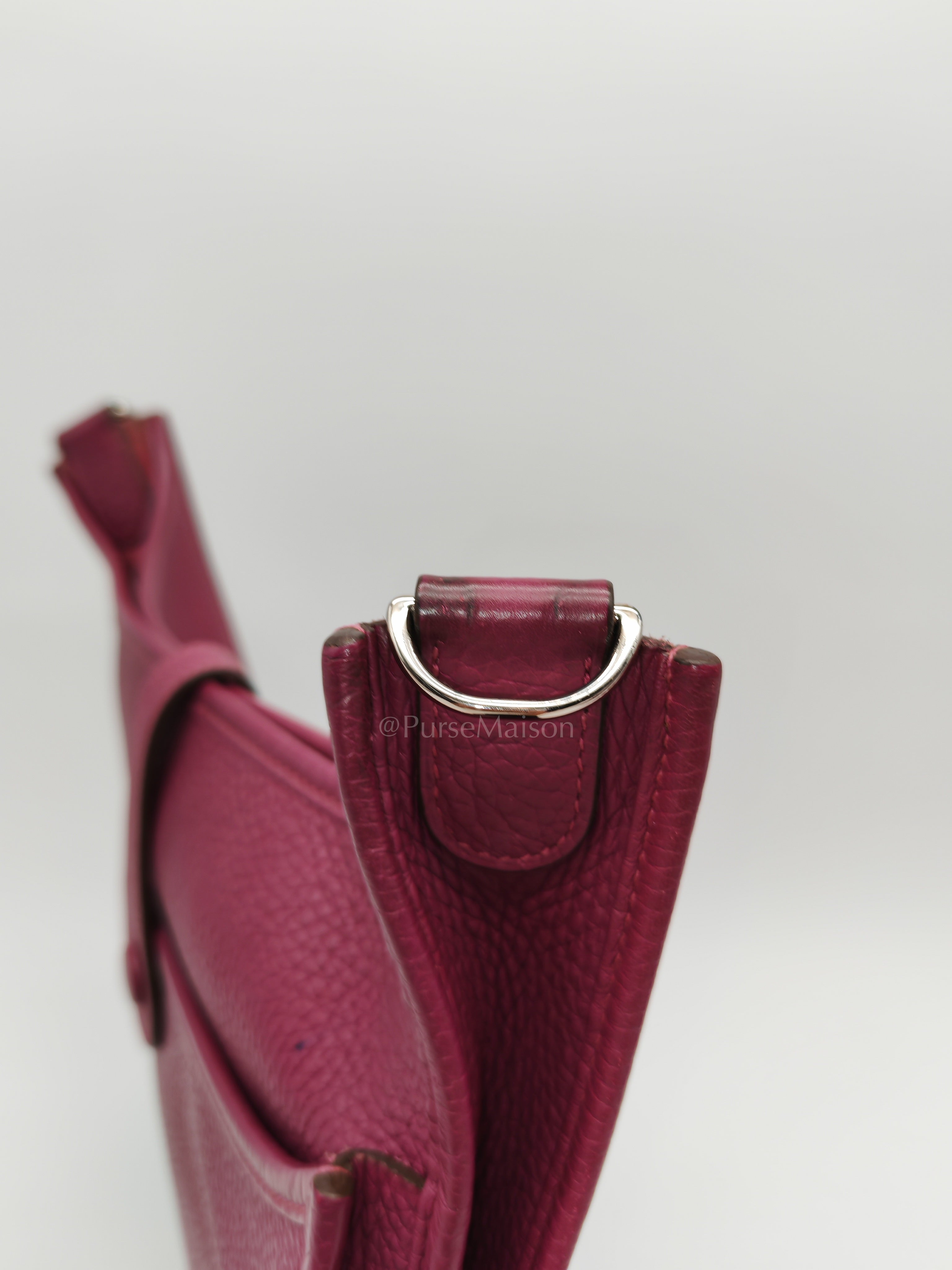 Evelyne PM in Anemone Taurillom Clemence Leather & Palladium Hardware Stamp Square R (2014) | Purse Maison Luxury Bags Shop
