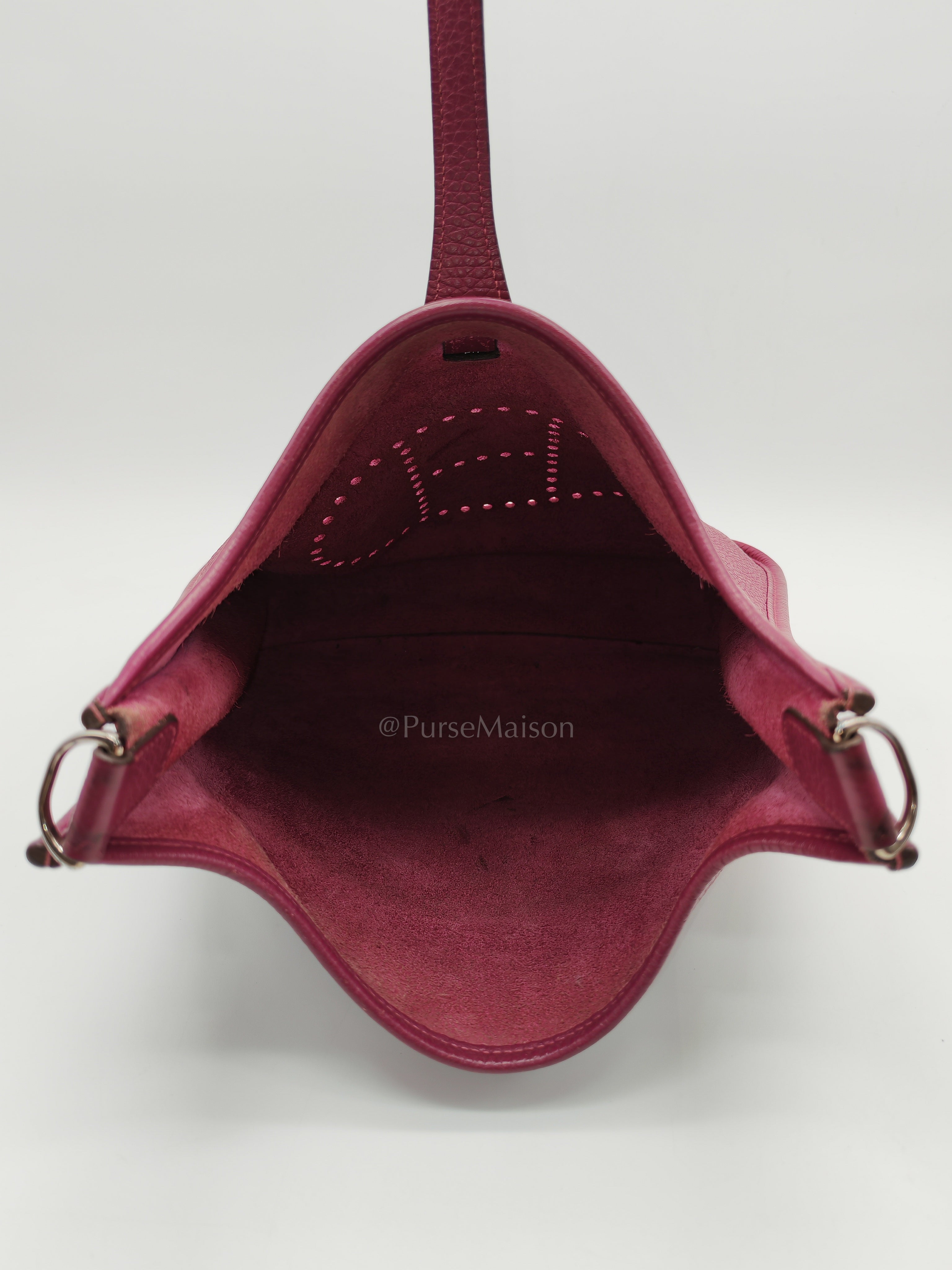 Evelyne PM in Anemone Taurillom Clemence Leather & Palladium Hardware Stamp Square R (2014) | Purse Maison Luxury Bags Shop