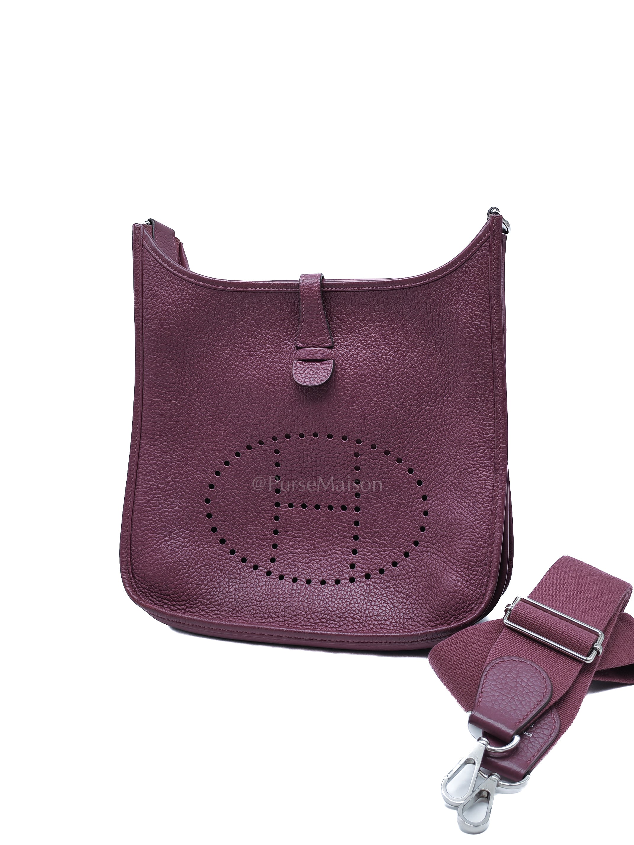 Evelyne PM in Anemone Taurillom Clemence Leather & Palladium Hardware Stamp Square R (2014) | Purse Maison Luxury Bags Shop