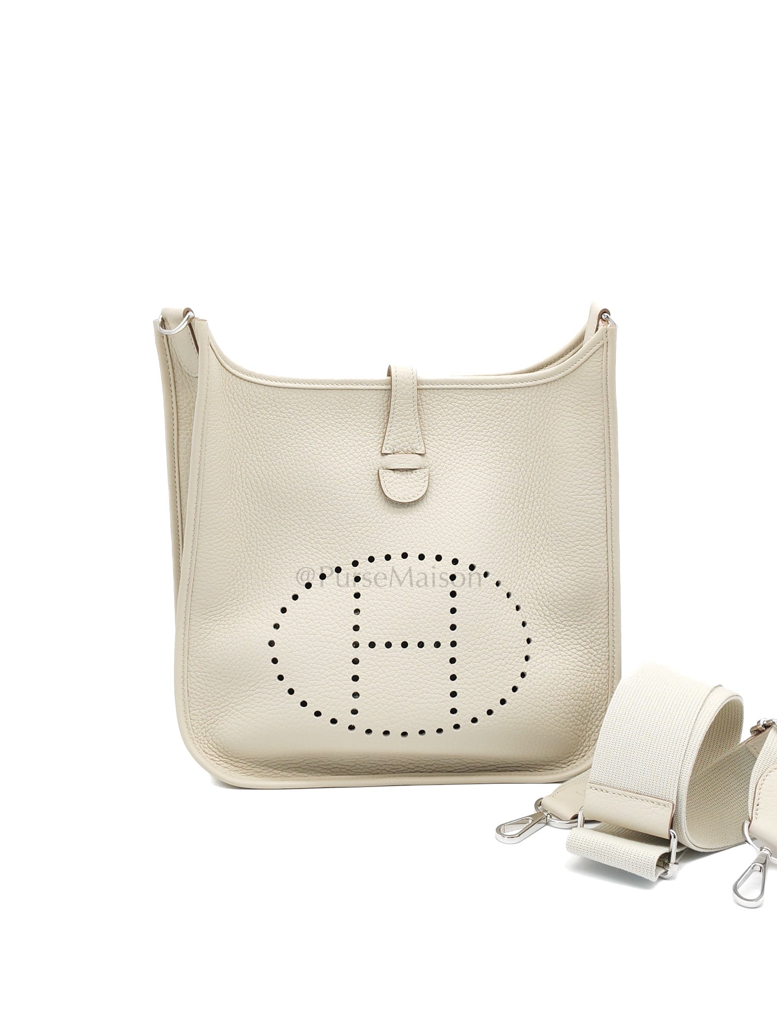 Evelyne PM in Beton Clemence Leather and Palladium Hardware Stamp W (2024) | Purse Maison Luxury Bags Shop