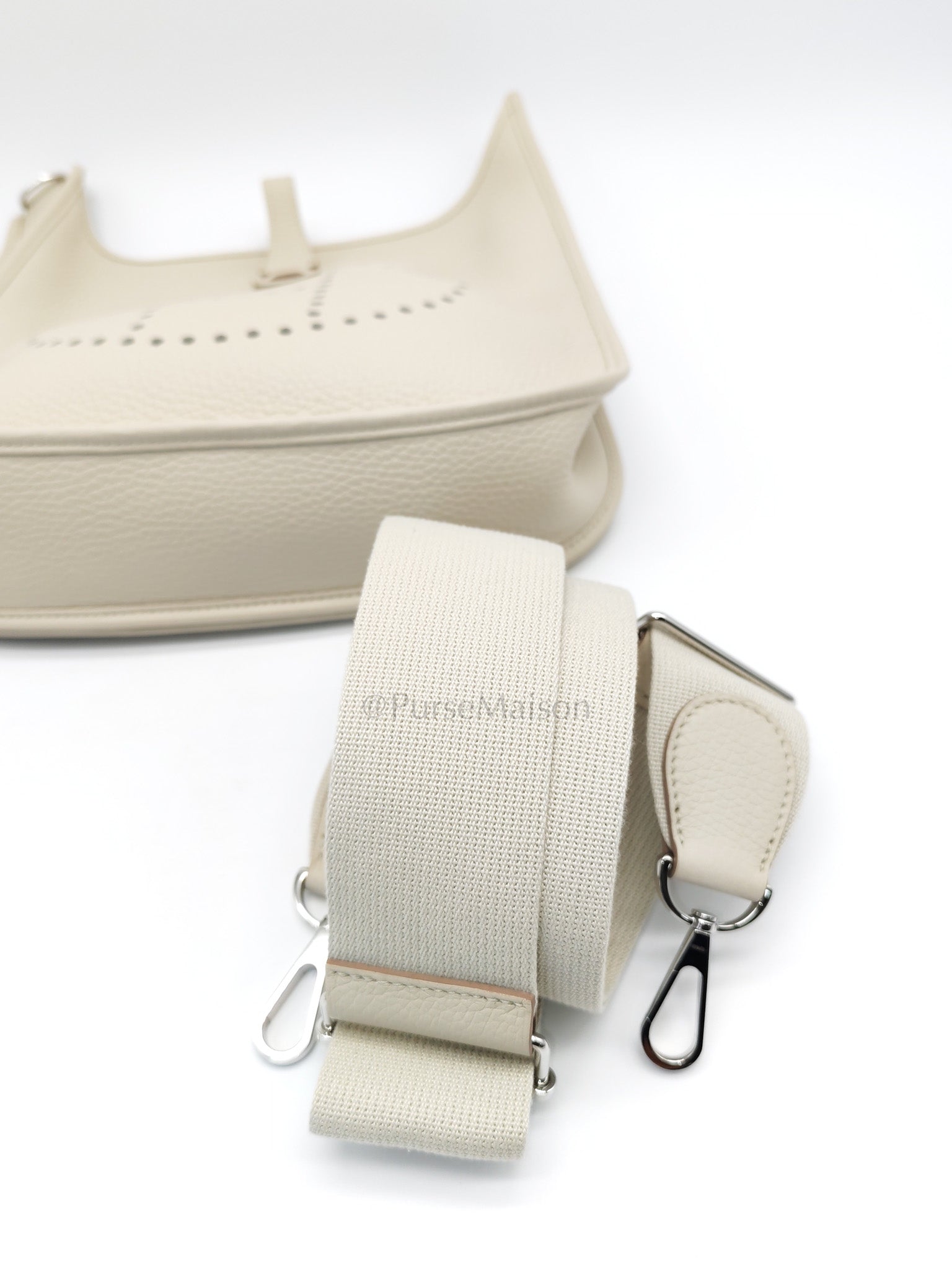 Evelyne PM in Beton Clemence Leather and Palladium Hardware Stamp W (2024) | Purse Maison Luxury Bags Shop