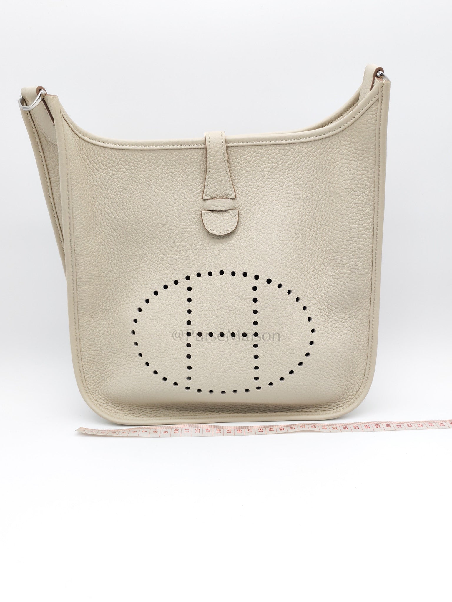 Evelyne PM in Beton Clemence Leather and Palladium Hardware Stamp W (2024) | Purse Maison Luxury Bags Shop