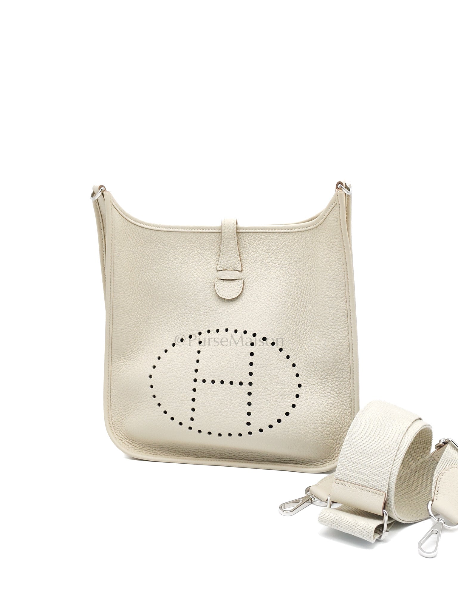 Evelyne PM in Beton Clemence Leather and Palladium Hardware Stamp W (2024) | Purse Maison Luxury Bags Shop