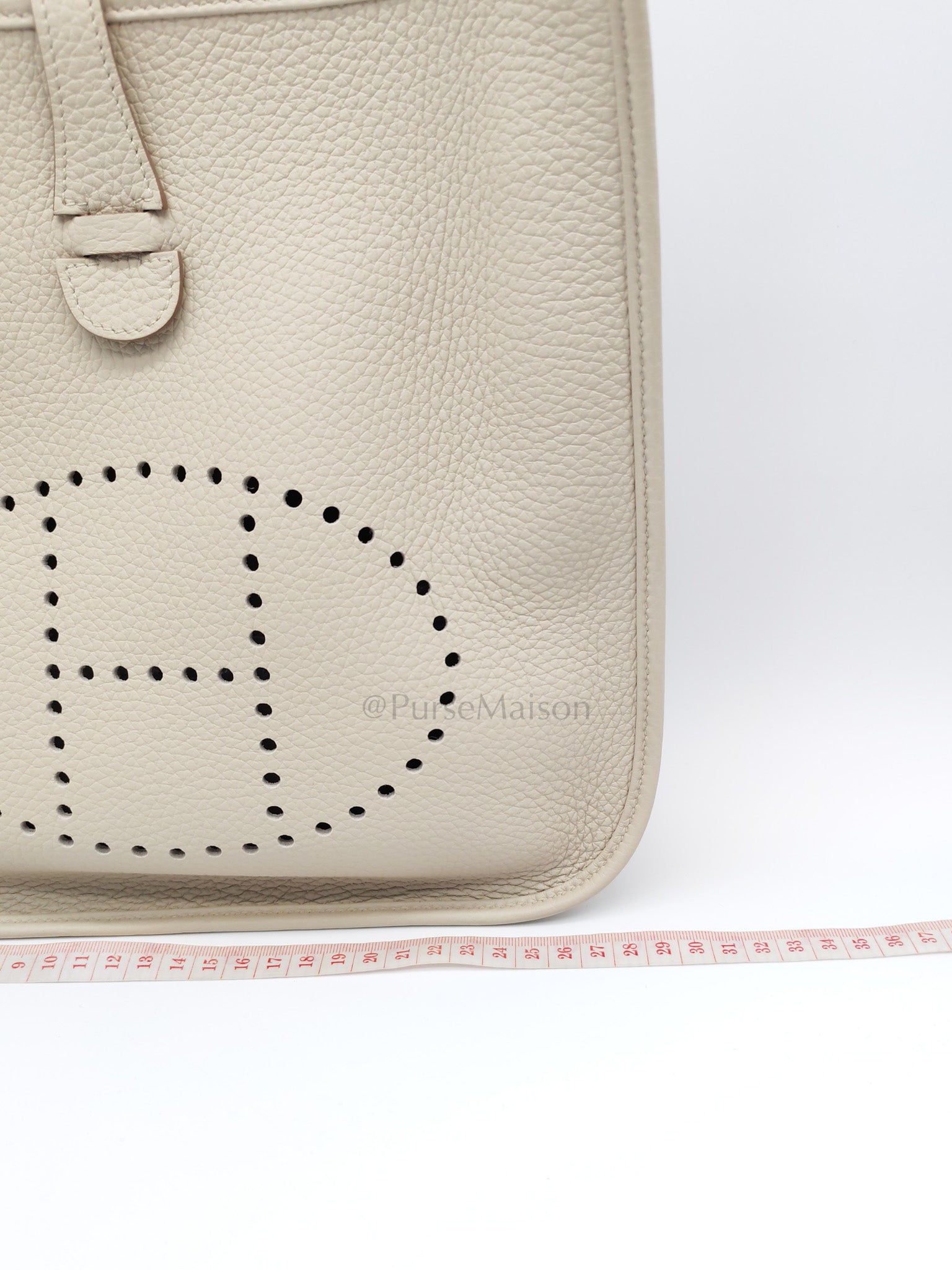 Evelyne PM in Beton Clemence Leather and Palladium Hardware Stamp W (2024) | Purse Maison Luxury Bags Shop