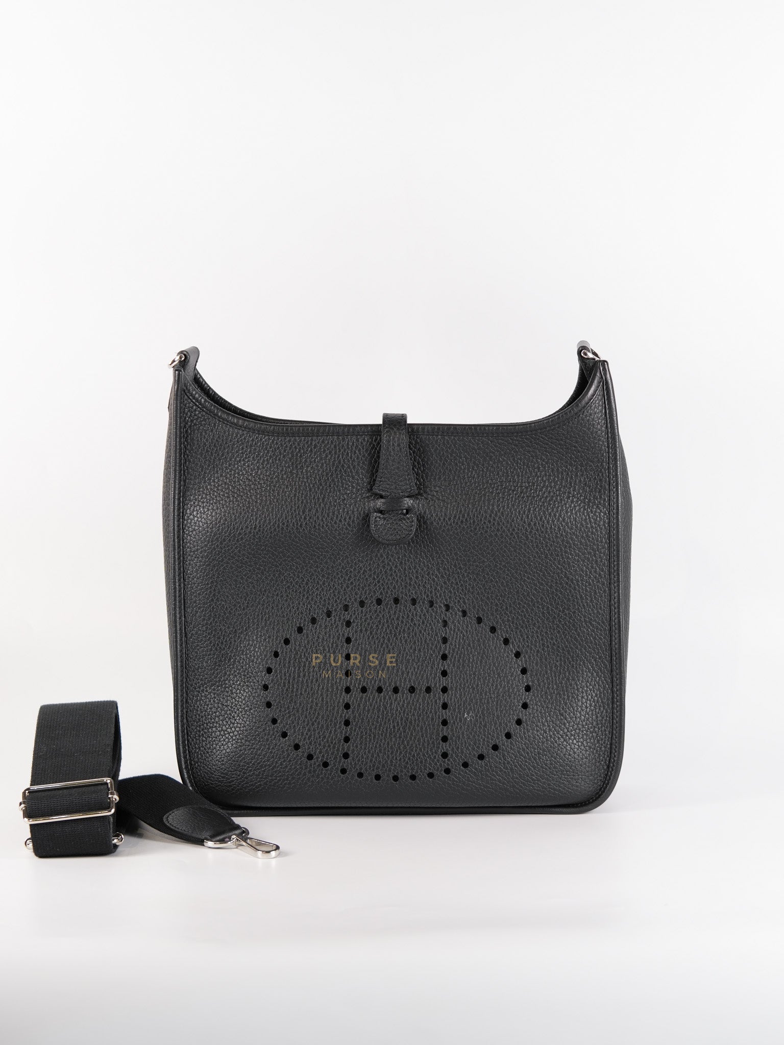 Evelyne PM in Black Clemence Leather and Palladium Hardware Stamp U (2022) | Purse Maison Luxury Bags Shop