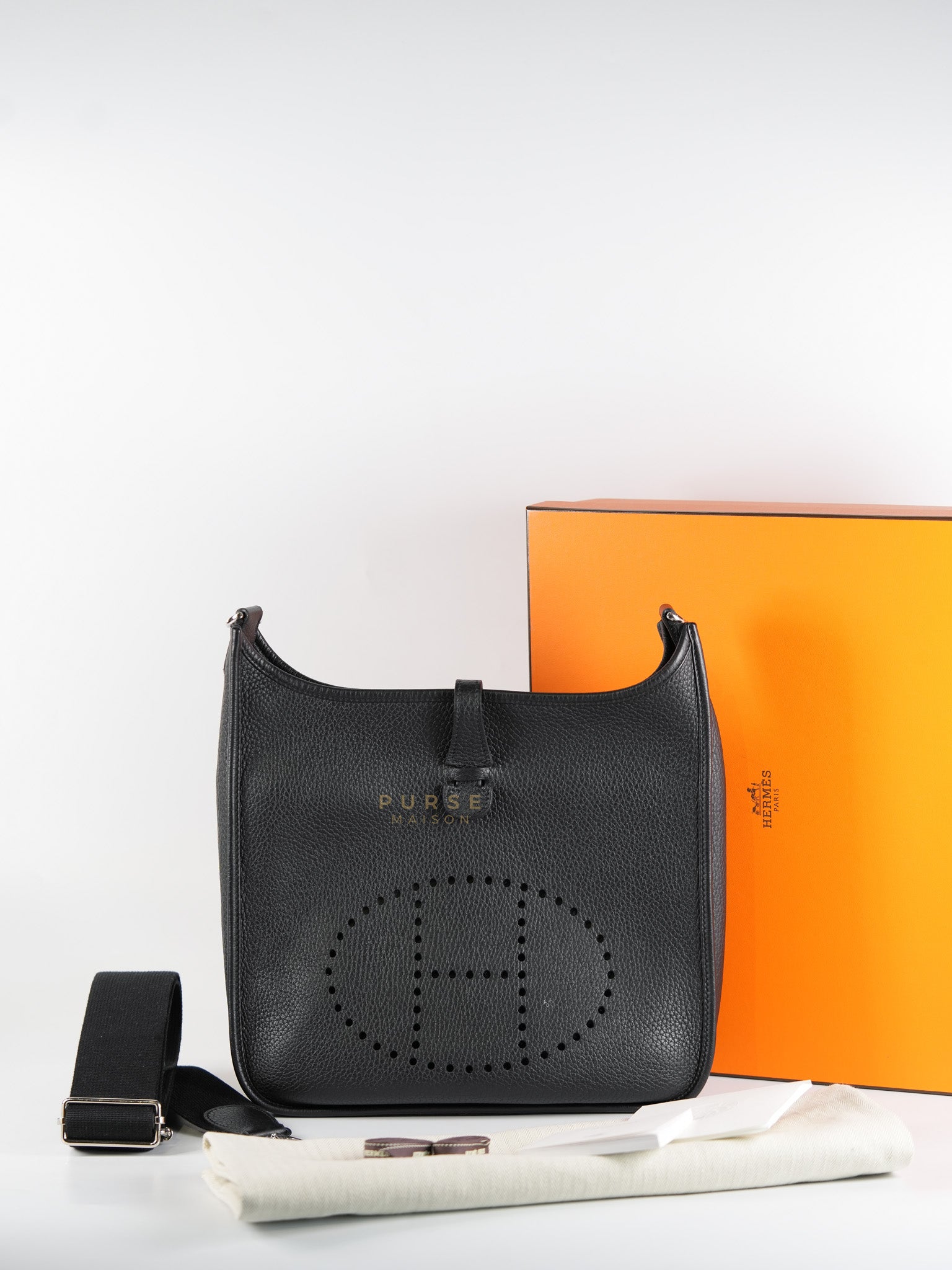 Evelyne PM in Black Clemence Leather and Palladium Hardware Stamp U (2022) | Purse Maison Luxury Bags Shop