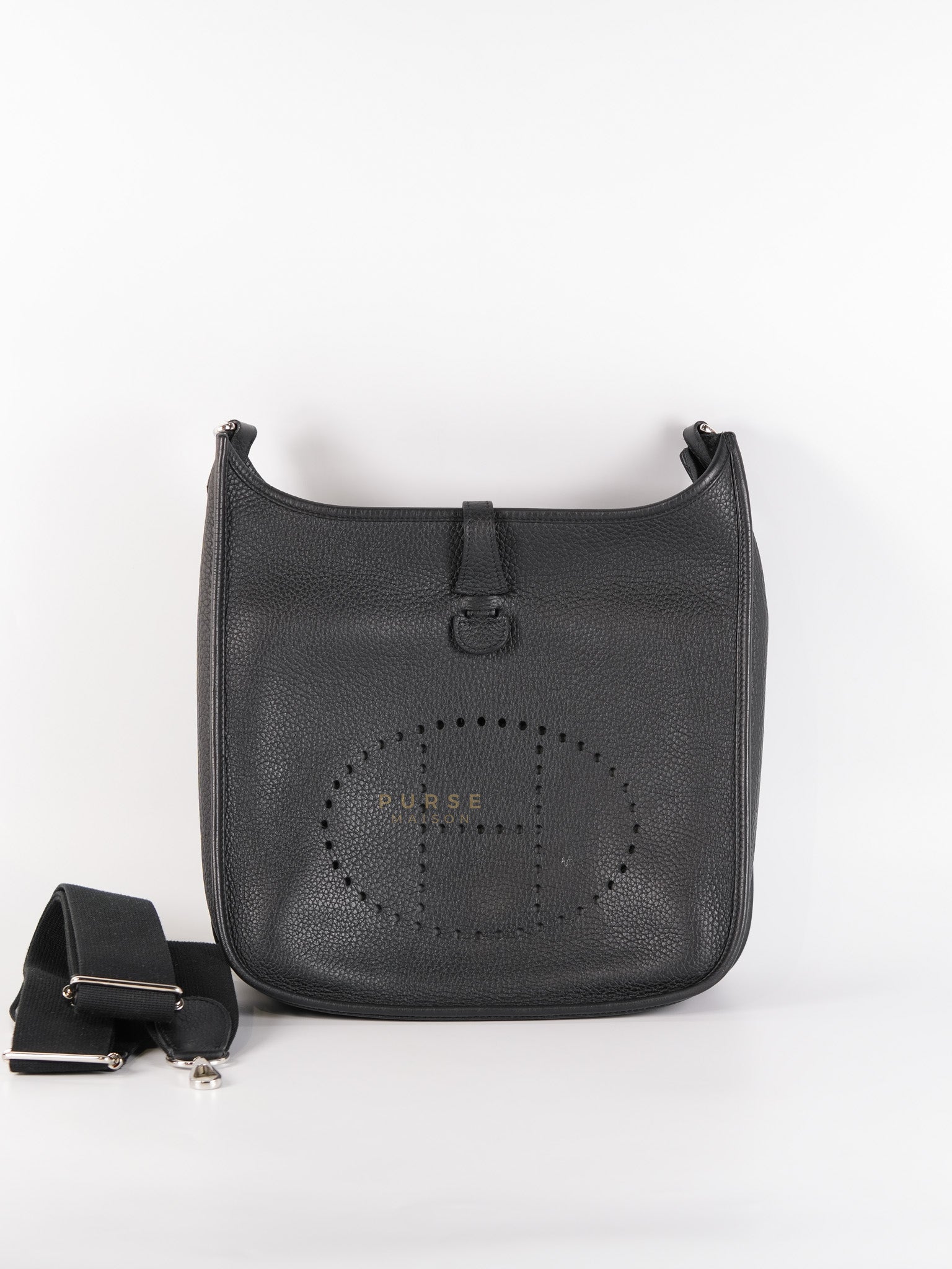 Evelyne PM in Black Clemence Leather and Palladium Hardware Stamp U (2022) | Purse Maison Luxury Bags Shop