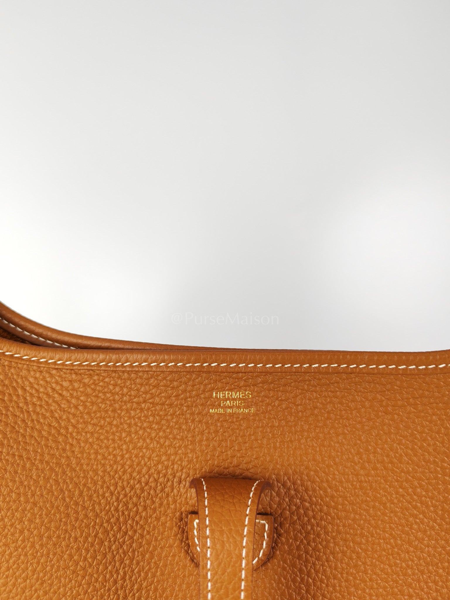 Evelyne PM in Gold Clemence Leather and Gold Hardware Stamp B (2023) | Purse Maison Luxury Bags Shop