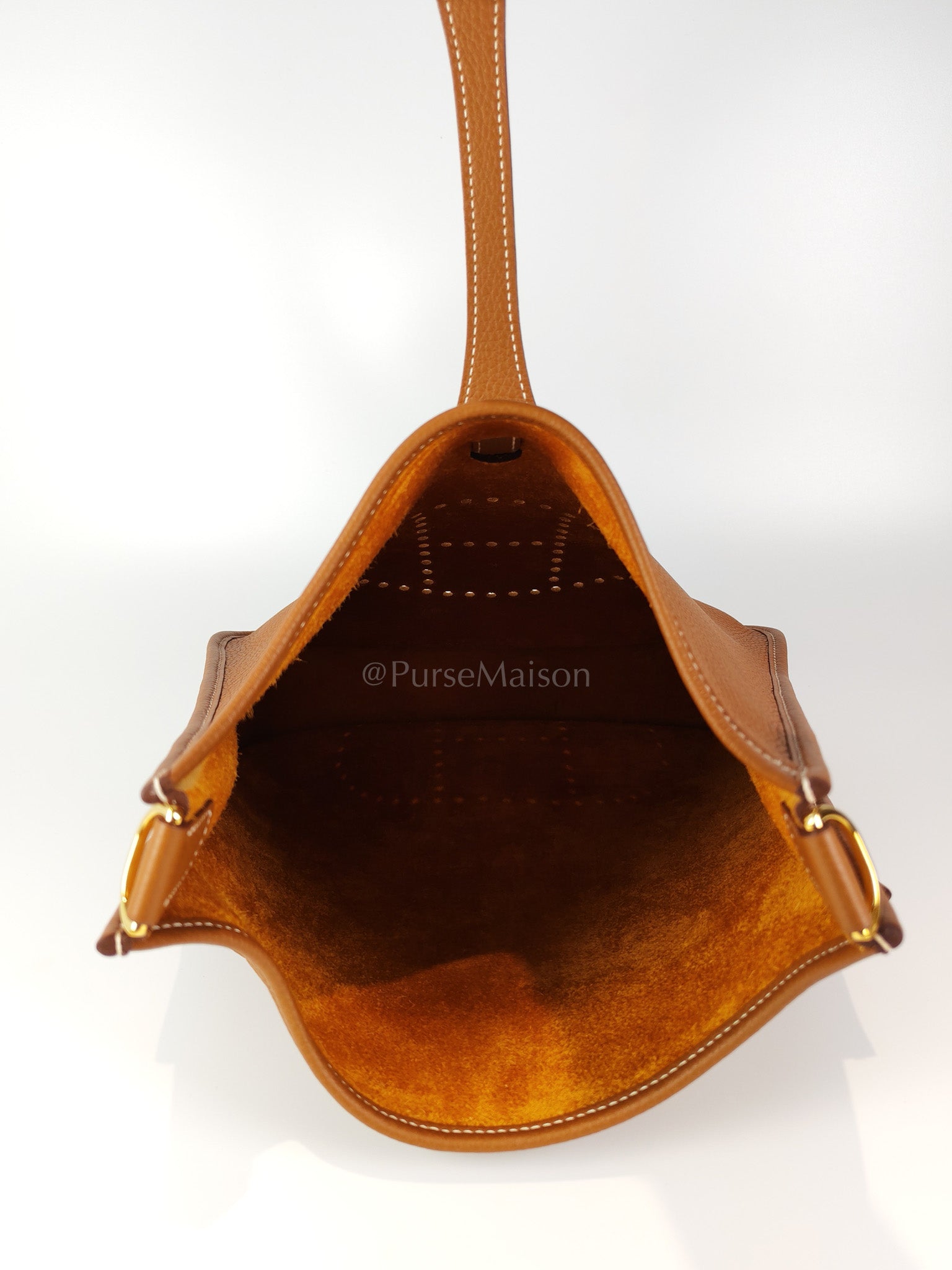 Evelyne PM in Gold Clemence Leather and Gold Hardware Stamp B (2023) | Purse Maison Luxury Bags Shop