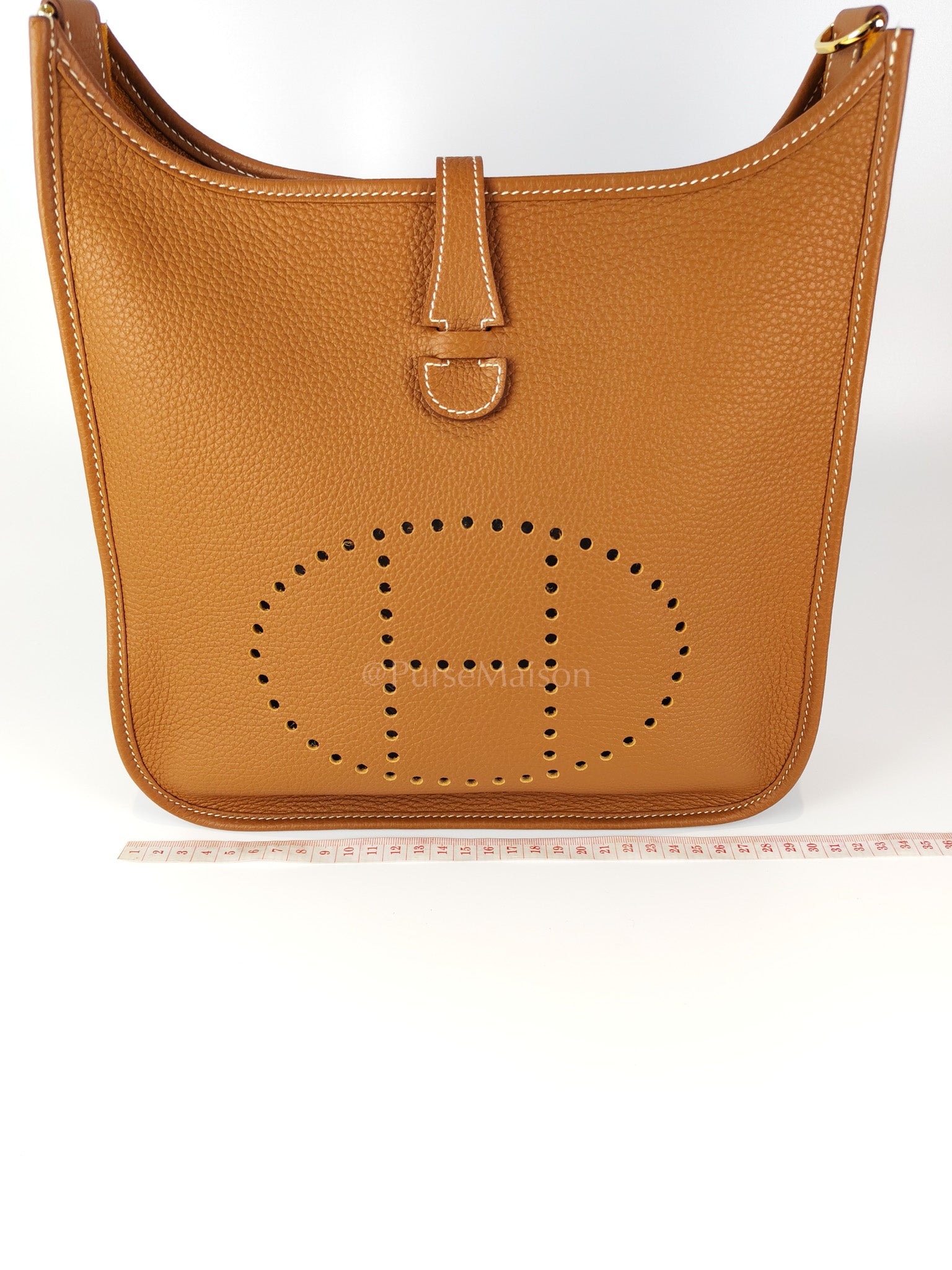 Evelyne PM in Gold Clemence Leather and Gold Hardware Stamp B (2023) | Purse Maison Luxury Bags Shop