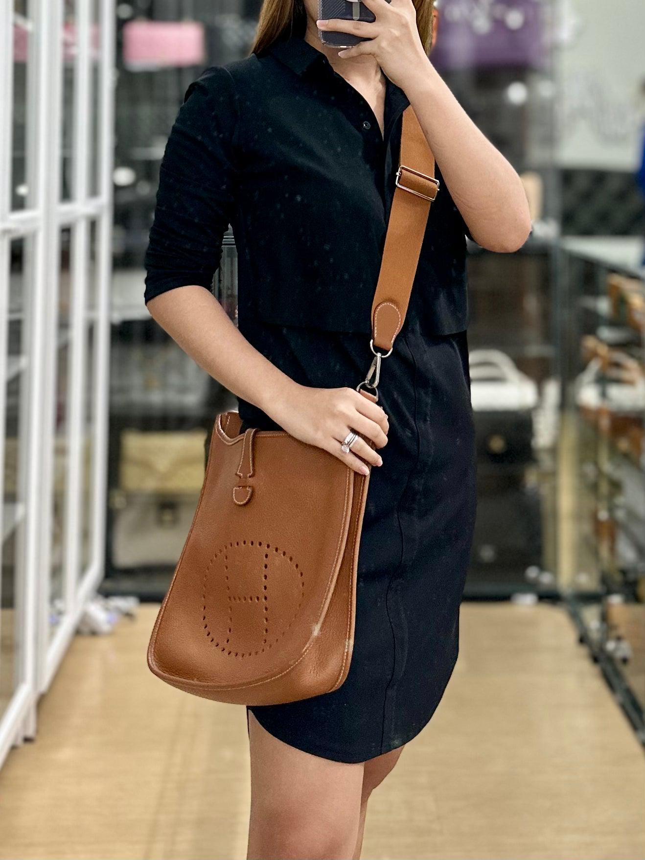 Hermes Evelyne PM I Gold Clemence Leather Stamp L Square