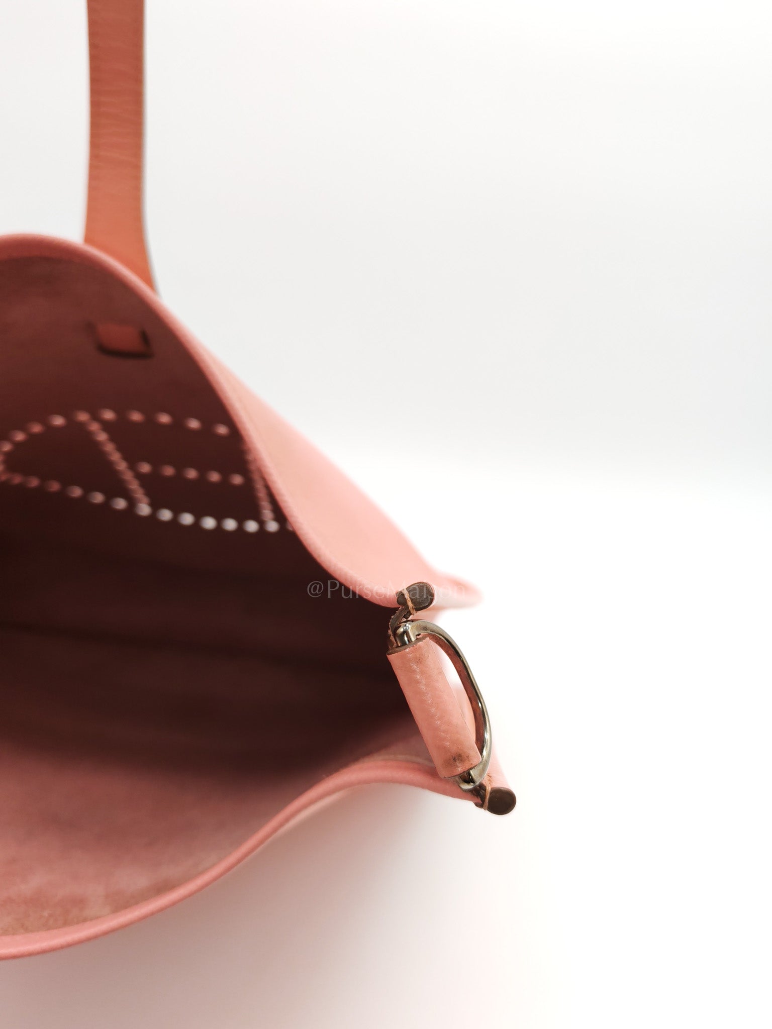Evelyne PM in Pink Epsom Leather & Palladium Hardware Stamp T(2015) | Purse Maison Luxury Bags Shop