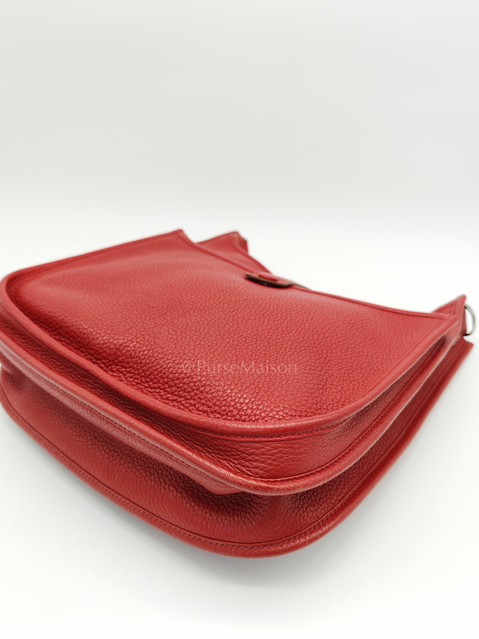 Evelyne PM Red Celemence Leather and Palladium Hardware Stamp R Square (2014) | Purse Maison Luxury Bags Shop