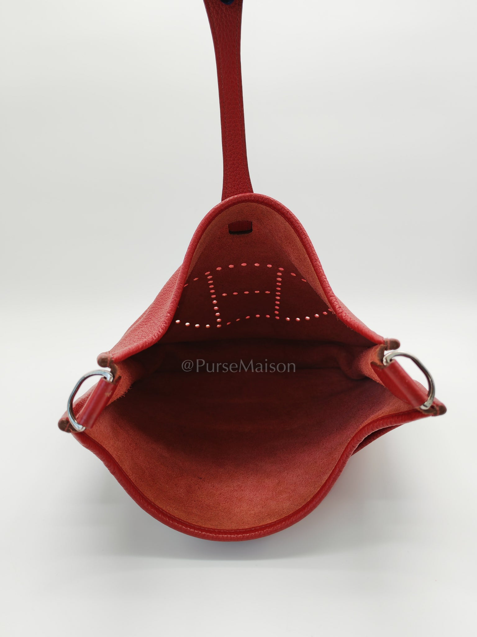 Evelyne PM Red Celemence Leather and Palladium Hardware Stamp R Square (2014) | Purse Maison Luxury Bags Shop