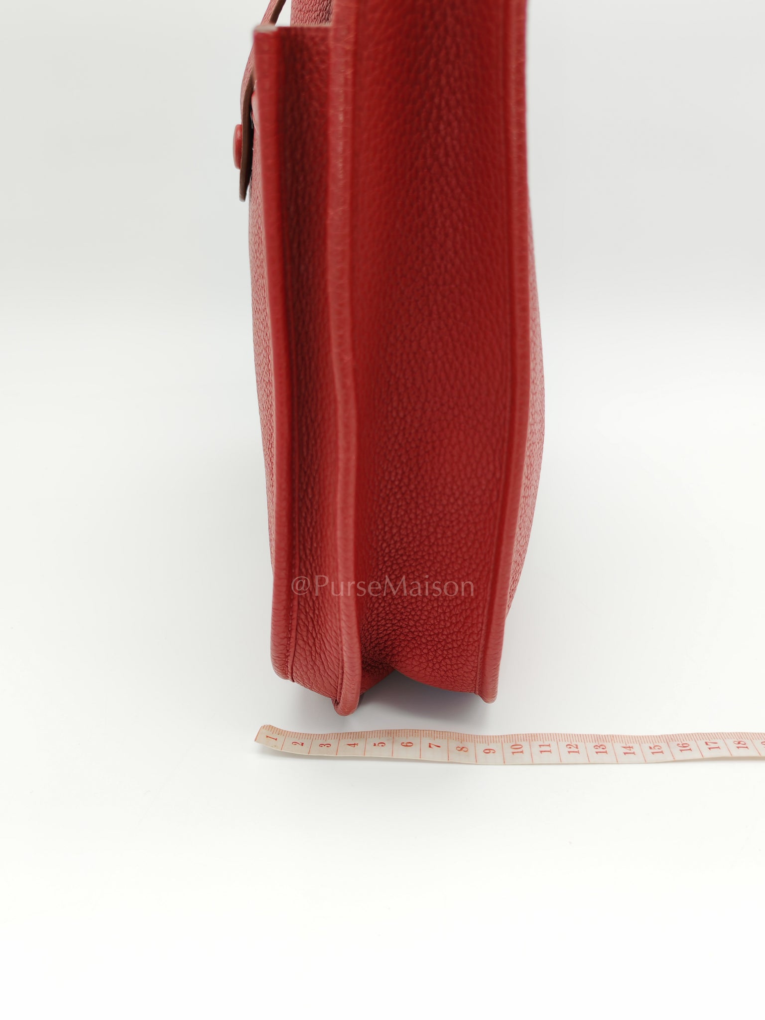 Evelyne PM Red Celemence Leather and Palladium Hardware Stamp R Square (2014) | Purse Maison Luxury Bags Shop