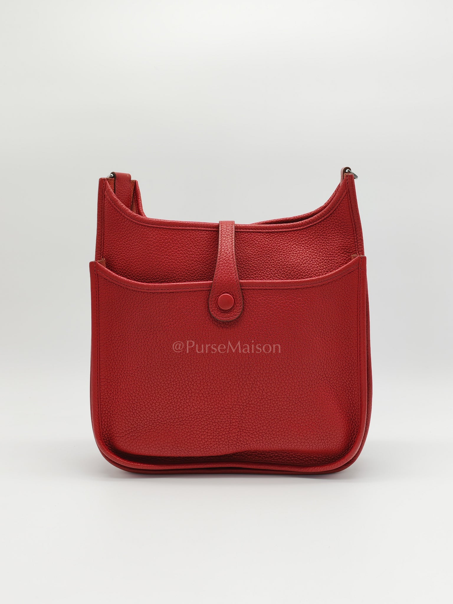 Evelyne PM Red Celemence Leather and Palladium Hardware Stamp R Square (2014) | Purse Maison Luxury Bags Shop