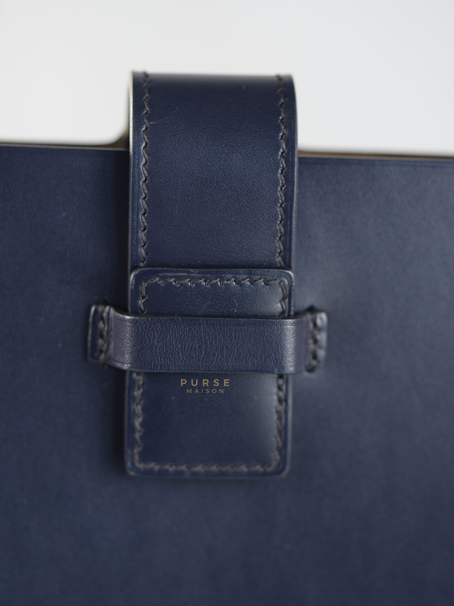 Evelyne Sellier 29 PM in Navy Blue Vache Hunter leather Stamp A(2017) | Purse Maison Luxury Bags Shop