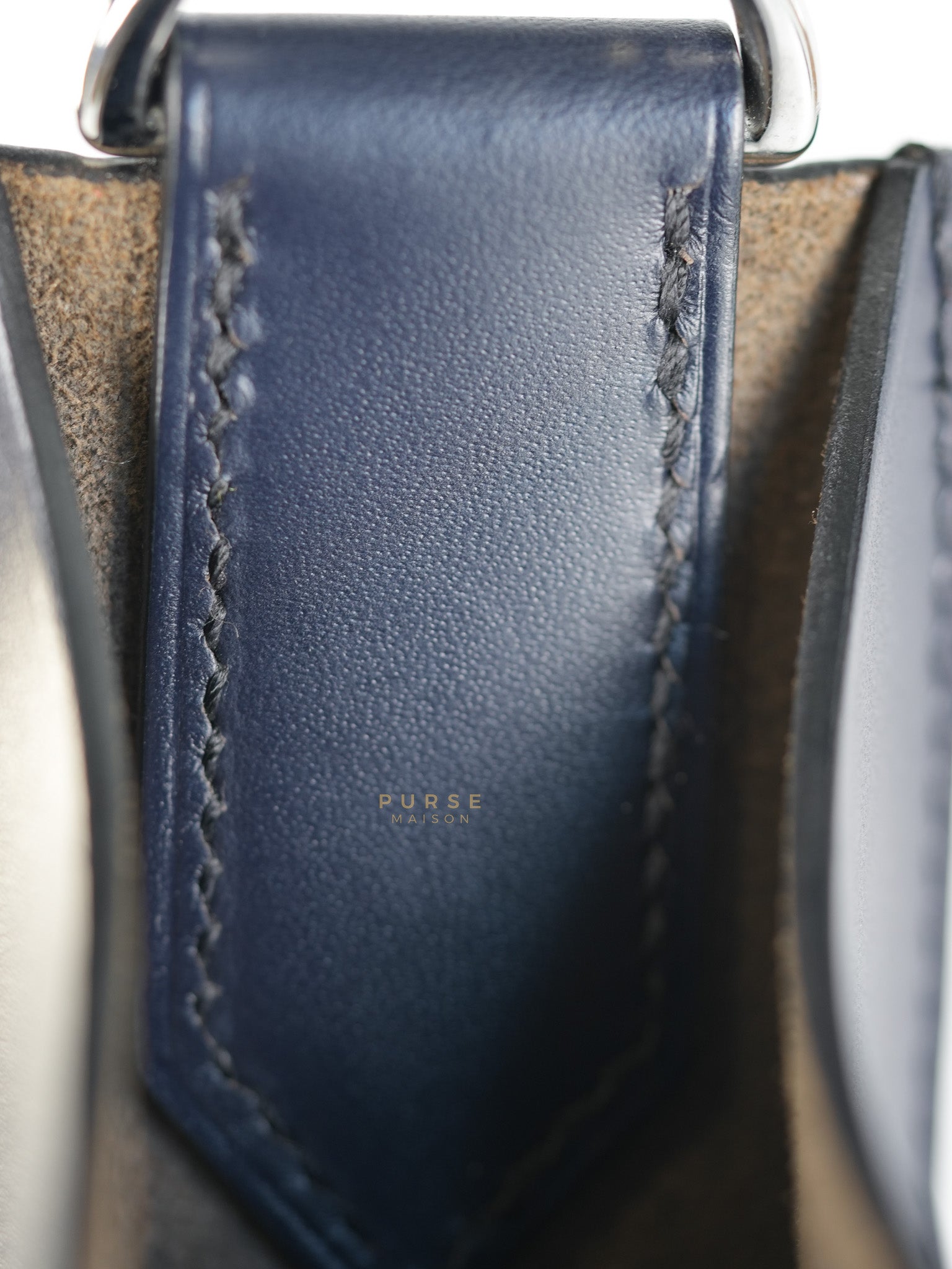 Evelyne Sellier 29 PM in Navy Blue Vache Hunter leather Stamp A(2017) | Purse Maison Luxury Bags Shop