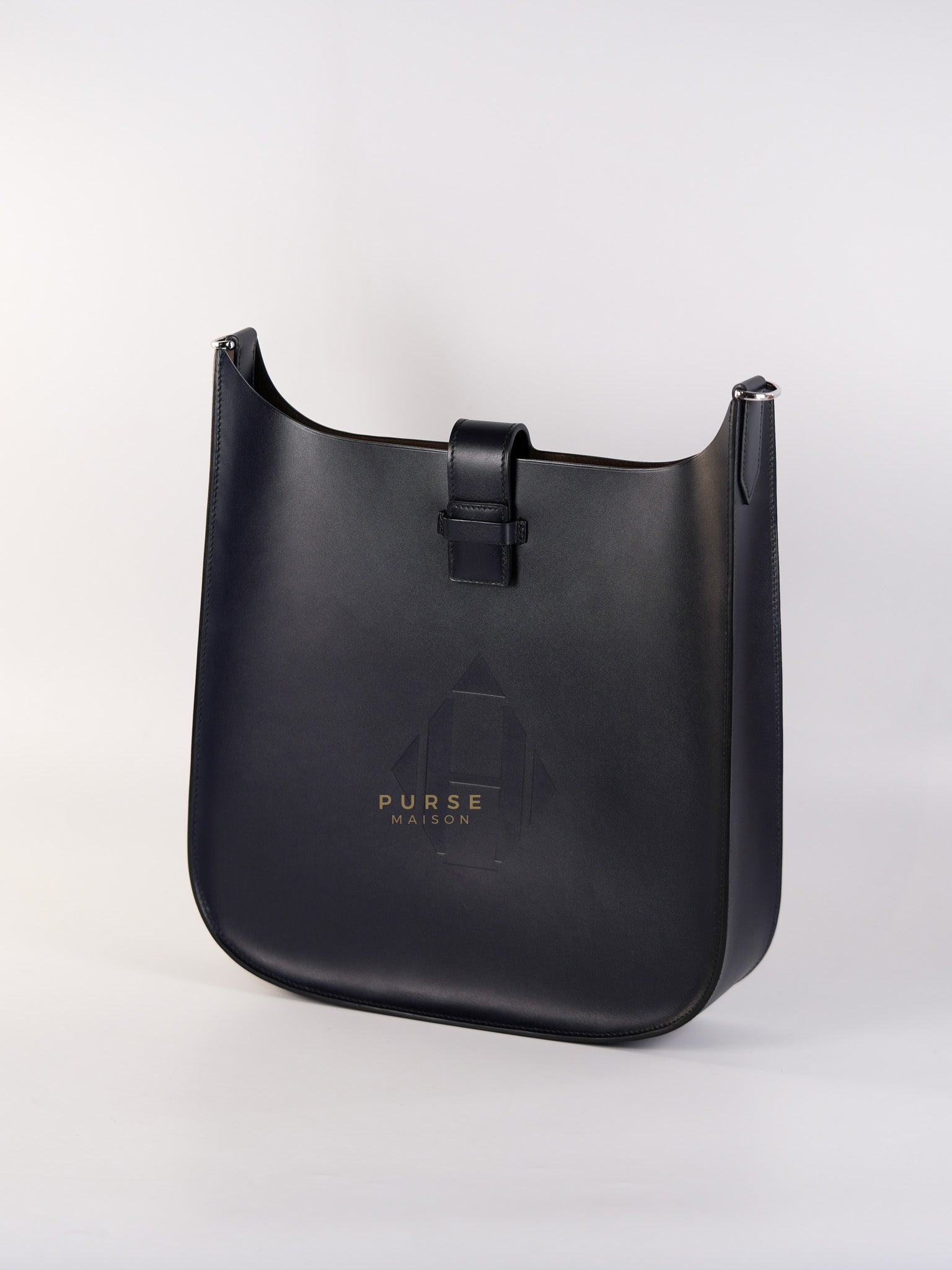 Evelyne Sellier 29 PM in Navy Blue Vache Hunter leather Stamp A(2017) | Purse Maison Luxury Bags Shop
