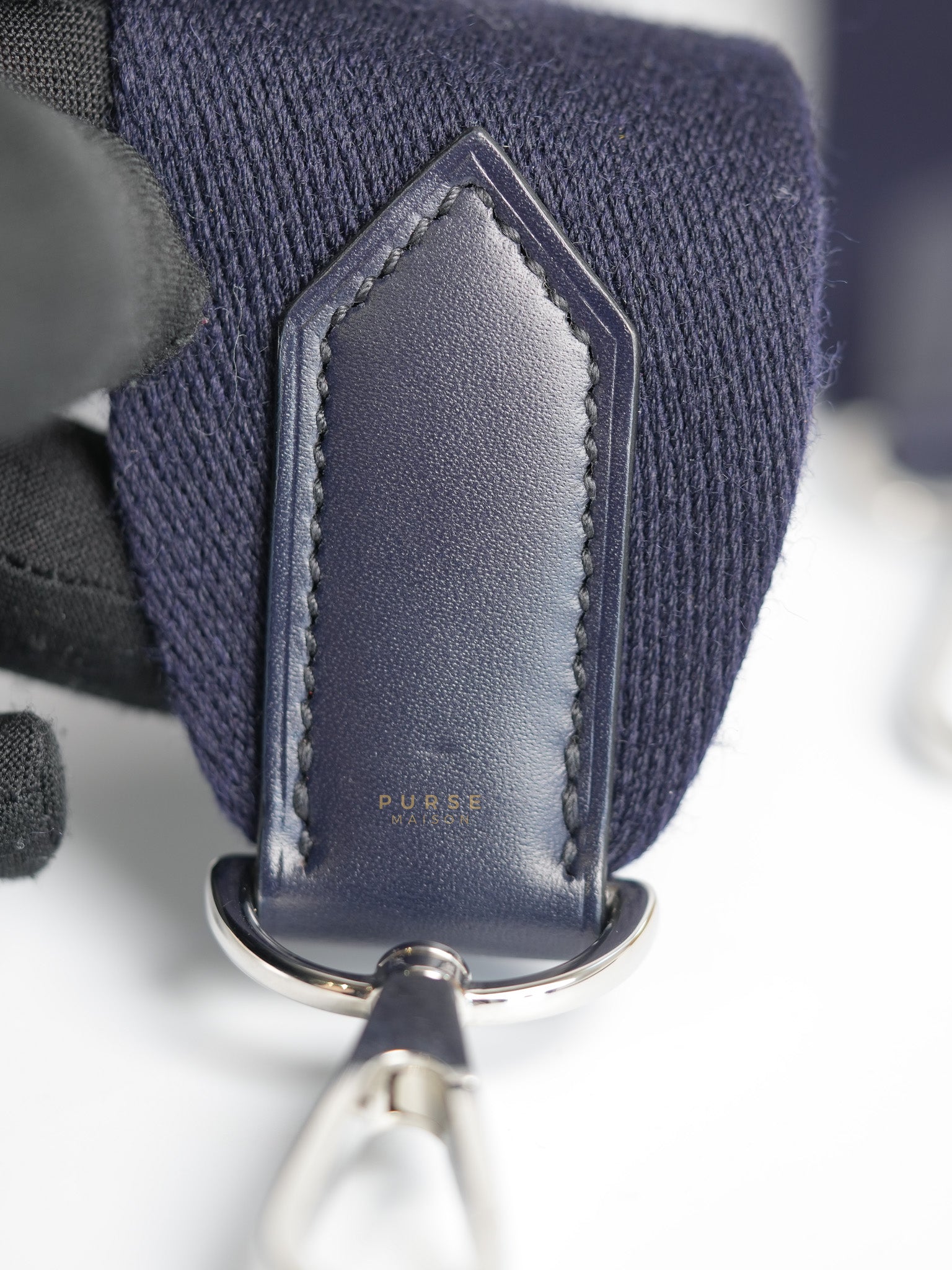 Evelyne Sellier 29 PM in Navy Blue Vache Hunter leather Stamp A(2017) | Purse Maison Luxury Bags Shop