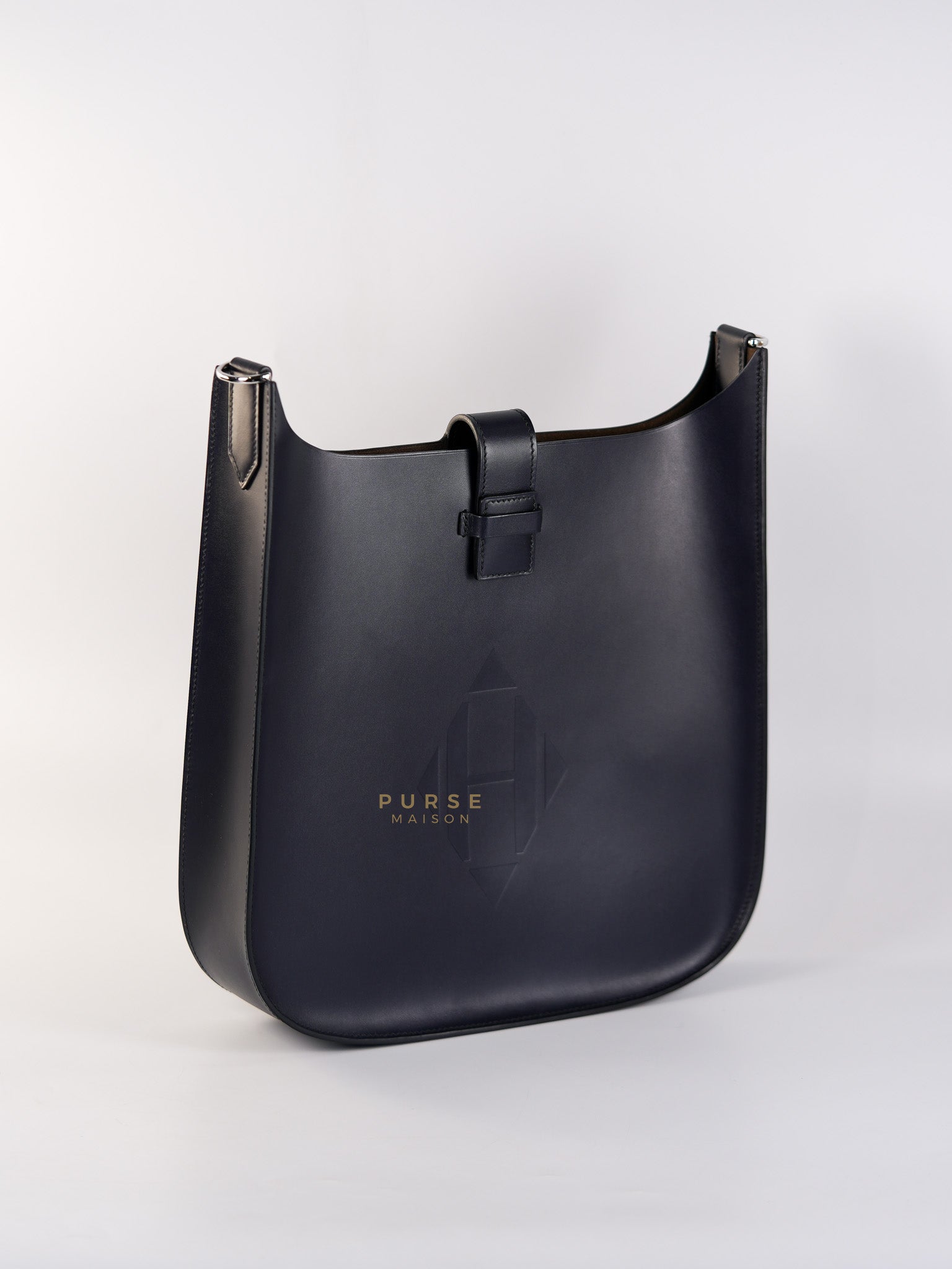Evelyne Sellier 29 PM in Navy Blue Vache Hunter leather Stamp A(2017) | Purse Maison Luxury Bags Shop