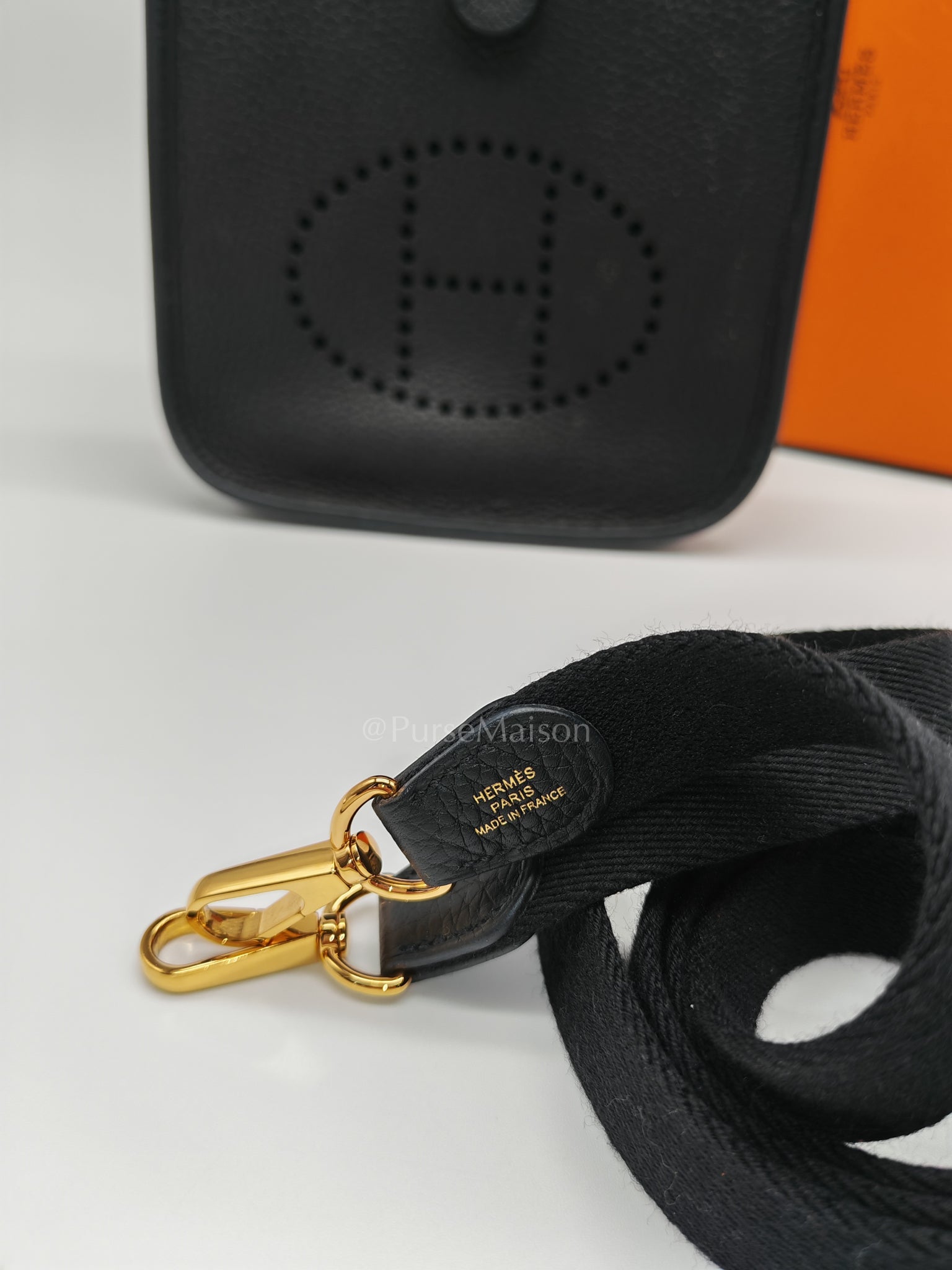 Evelyne TPM Black in Clemence Leather and Gold Hardware Stamp Z (2021) | Purse Maison Luxury Bags Shop