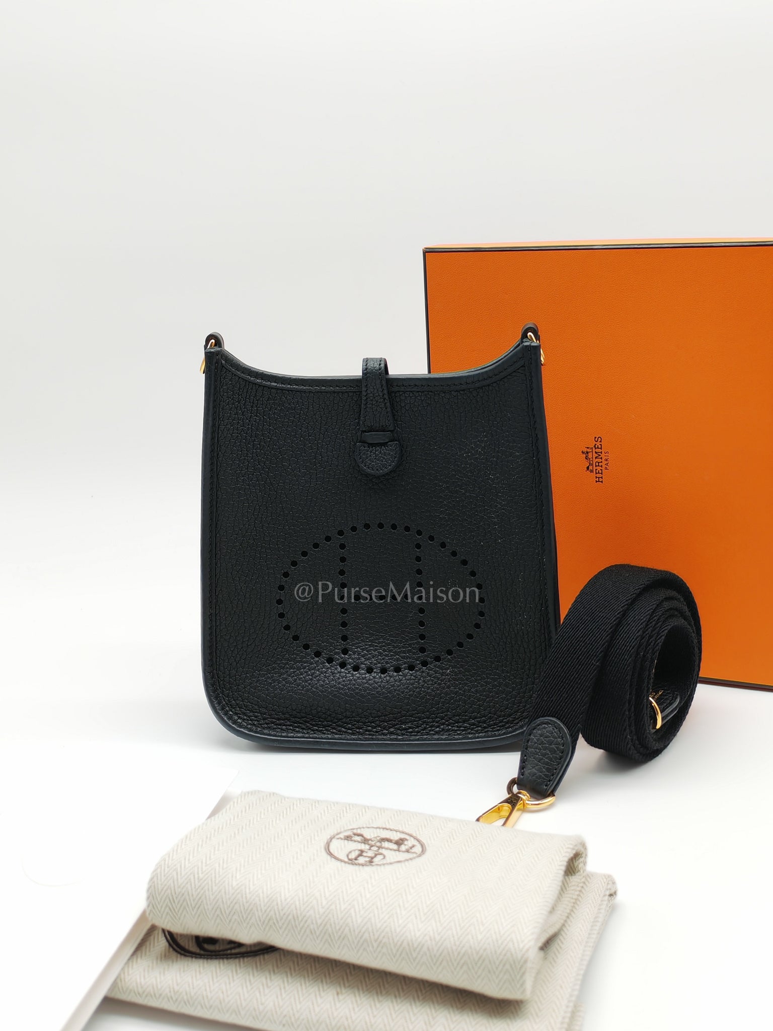 Evelyne TPM Black in Clemence Leather and Gold Hardware Stamp Z (2021) | Purse Maison Luxury Bags Shop