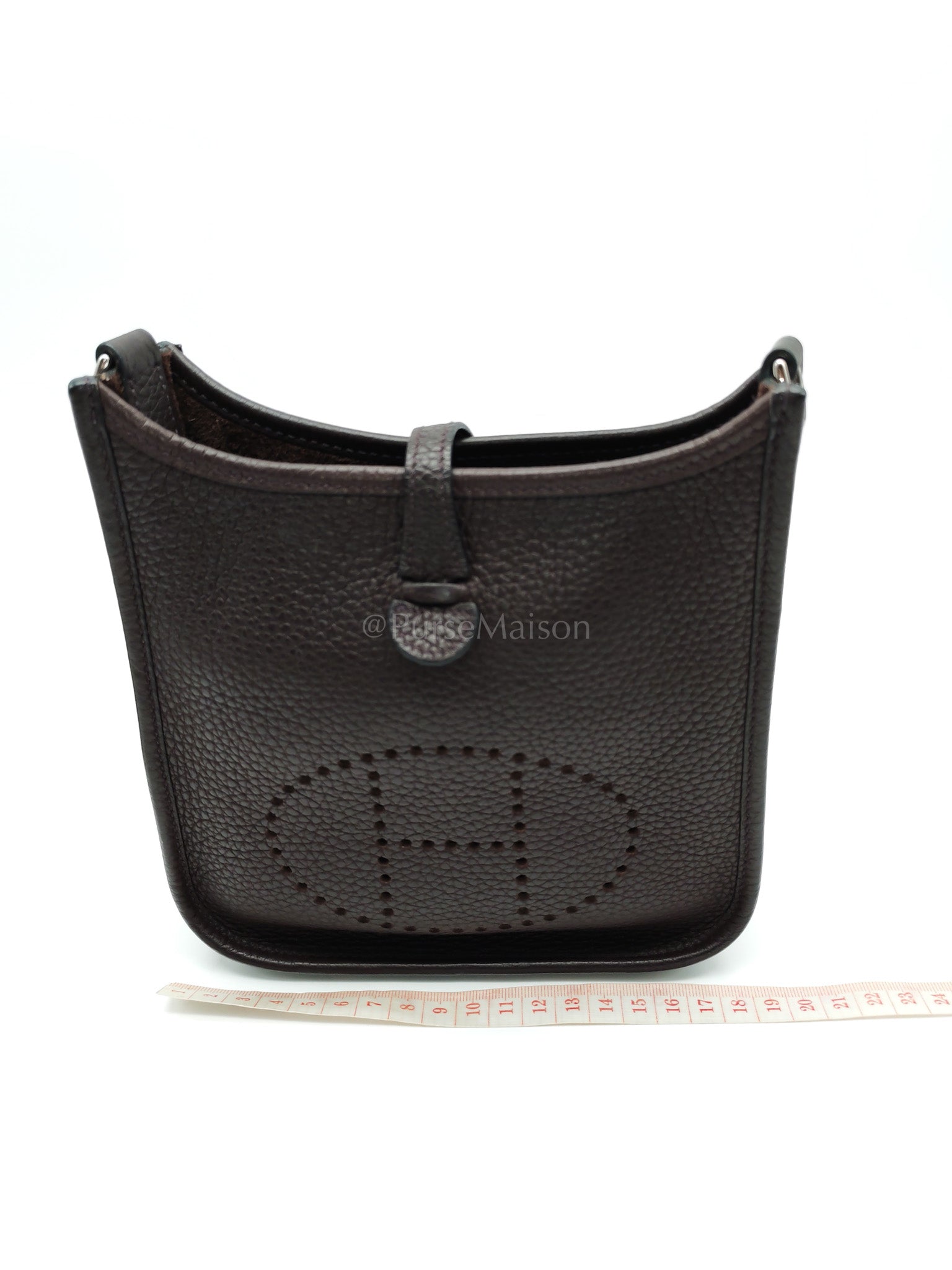 Evelyne TPM Ebene Clemence Leather in Palladium Hardware and Multicolor Maxi Quadrille Strap Stamp U (2022) | Purse Maison Luxury Bags Shop
