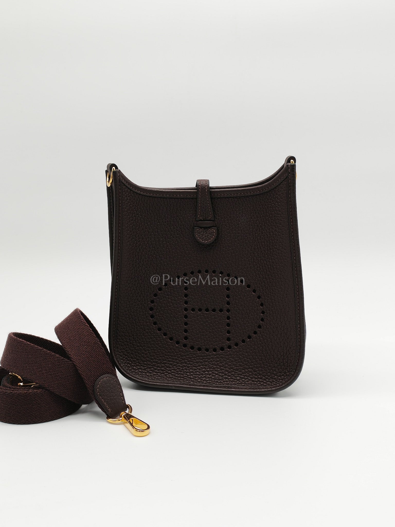 Evelyne TPM Ebene in Clemence Leather and Gold Hardware Stamp Z (2021) | Purse Maison Luxury Bags Shop